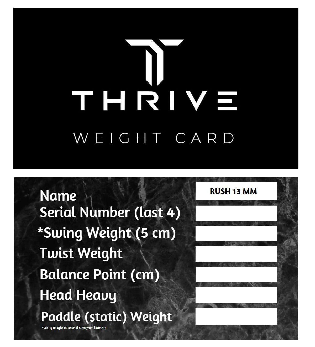 Thrive Thrive Rush 13mm Carbon Fiber Thermoformed Custom Weighted Pickleball Paddle Includes Custom Lead Weighting System & Paddle Cover (Black)(Heavy) (Swing Weight: Heavy 122-123)