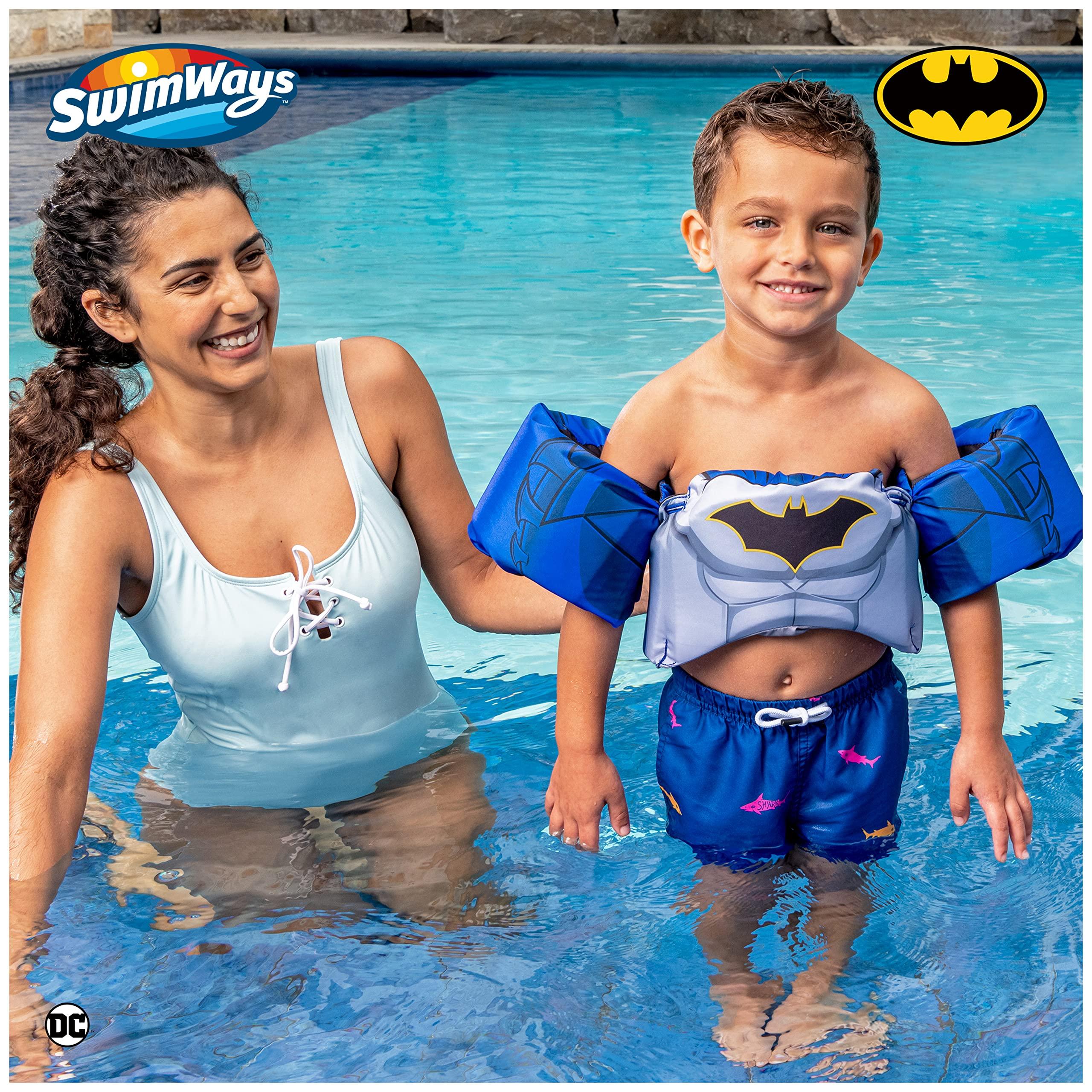 SwimWays SwimWays DC Batman Swim Trainer, US Coast Guard Approved Life Vest Kids Swim Vest, Arm Floaties & Life Jackets for Kids 33-55 lbs, Batman