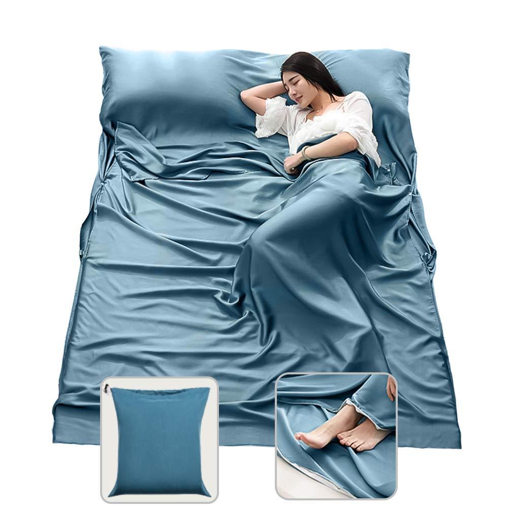 MongByYa MongByYa Sleeping Bag Liner Lightweight Compact Sleeping Bag Sack Portable Clean Travel Sheet Camping Sleep Sheet for Backpacking Hotel Hiking (Mystic Blue, 82.7 X 70.9)