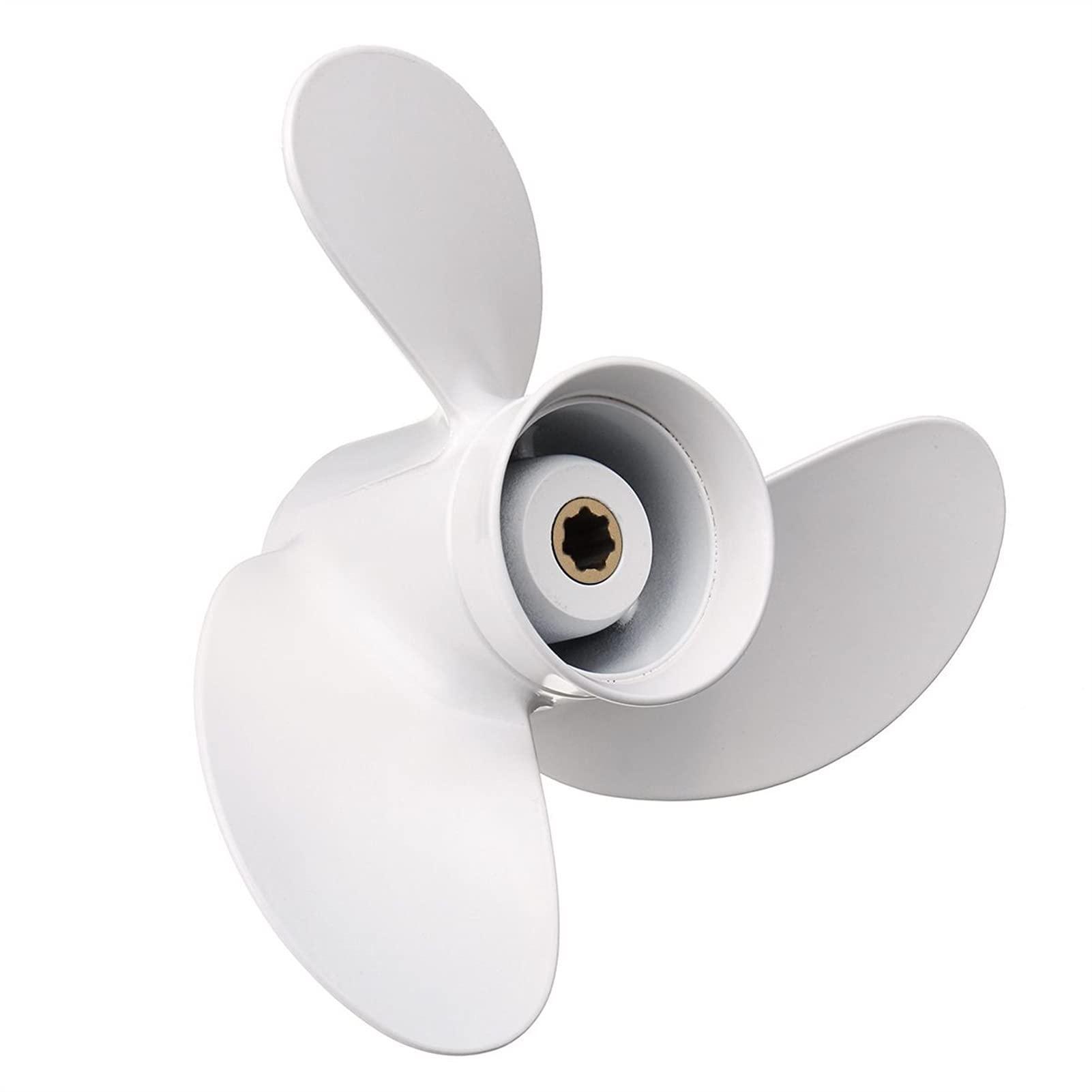 XMEIFEI PARTS XMEIFEI PARTS 6G1-45943-00-EL 8 1/2 x 8 1/2 Boat Outboard Propeller Aluminum Alloy fit for Yamaha 6-8HP White 7 Spline Tooth 3 Blades R Rotation