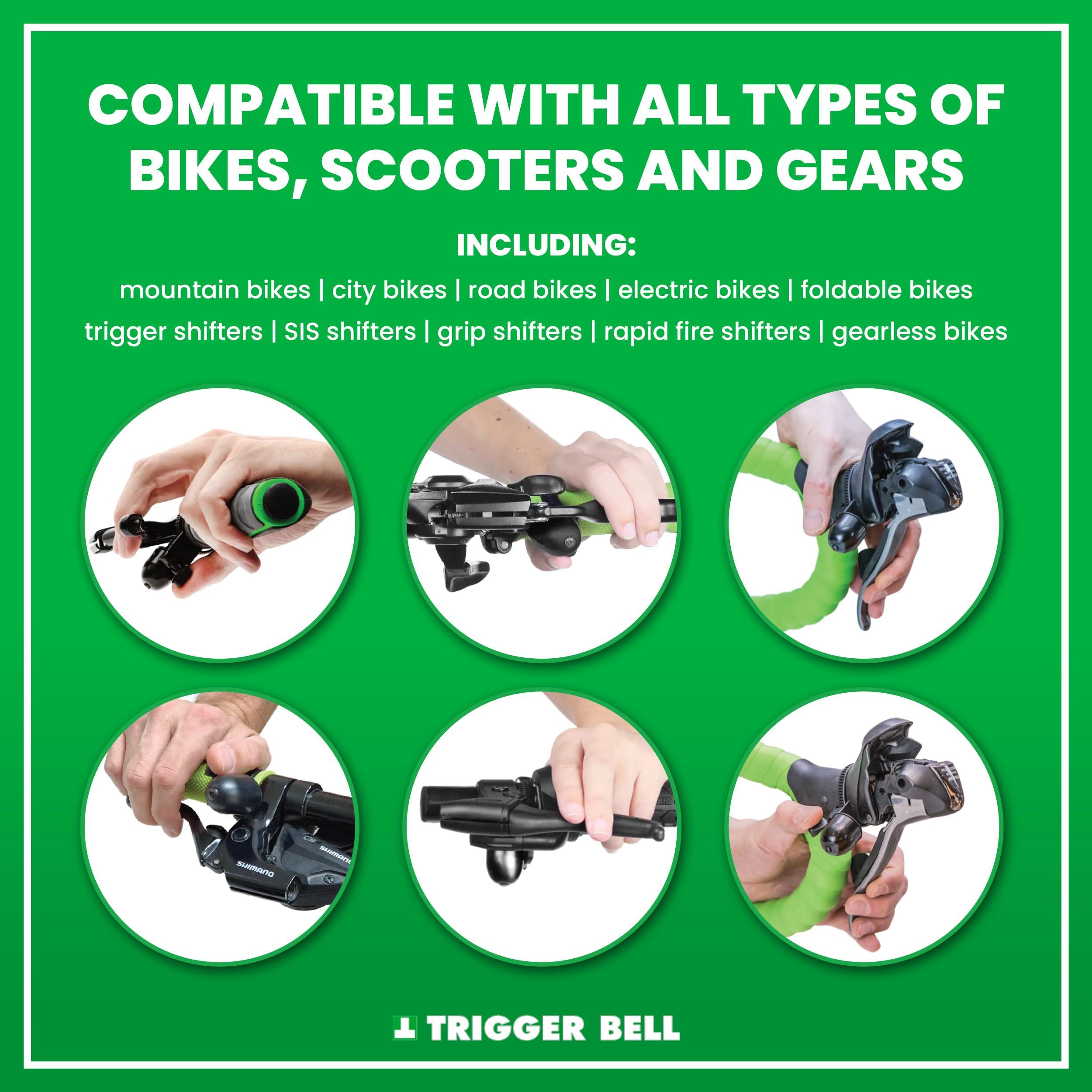 Trigger Bell Trigger Bell v6 - Ultimate Safer Bike Bell - Ring While Braking and Turning While in Full Control. Powerful Brass Bell fits All Bikes. Made in The UK