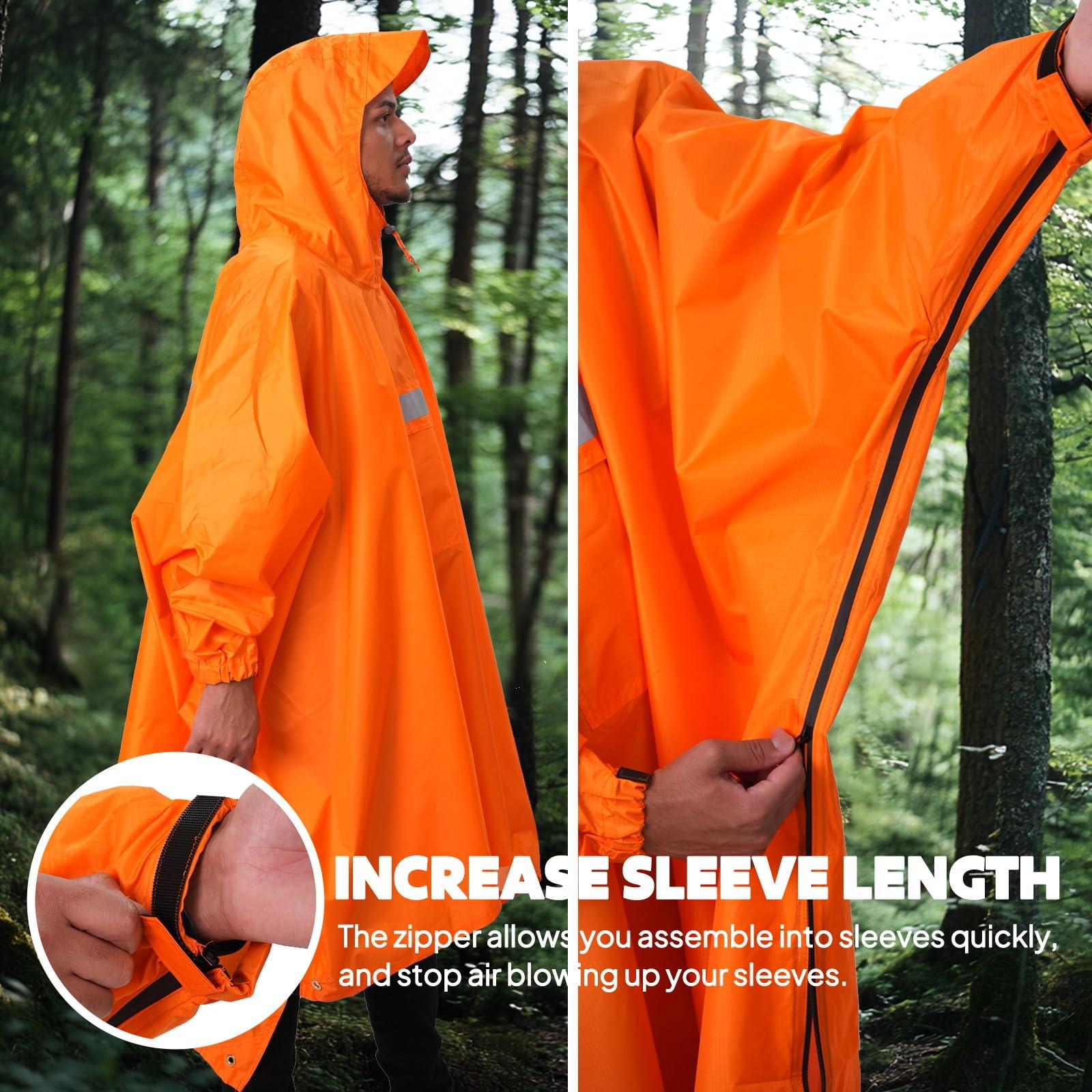 ANYOO ANYOO Hooded Rain Poncho for Adults with Pocket, Waterproof Lightweight Rain Coats for Men Women Reusable Rain Jacket for Emergency Camping Outdoor Activities