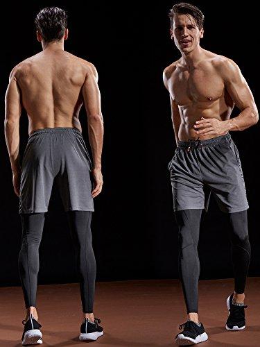 NELEUS NELEUS Men\'s 7\" Workout Running Shorts with Pockets,6056,3 Pack,Black,Grey,Blue,L,EU XL
