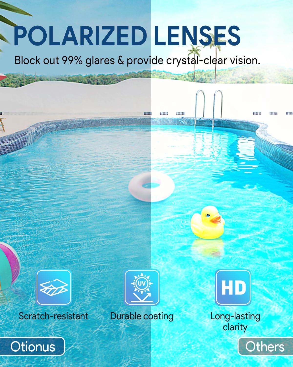 Otionus Otionus Swim Goggles, Polarized Adult Swimming Goggles Bungee Strap No Hair Pulling Anti-fog Pool Goggles for Men Women