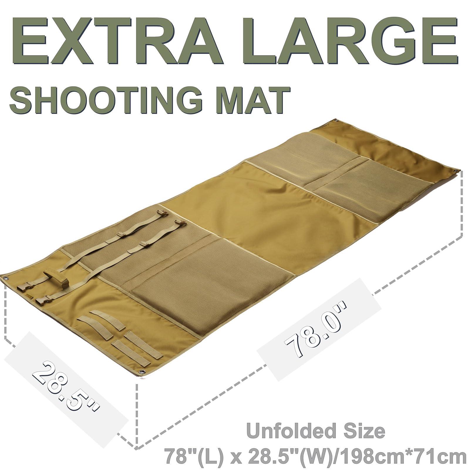 DEYACE DEYACE Shooting Mats Prone Padded, Extra Large Portable Roll Up Shooting Mat for Range Shooting and Hunting (Tan)