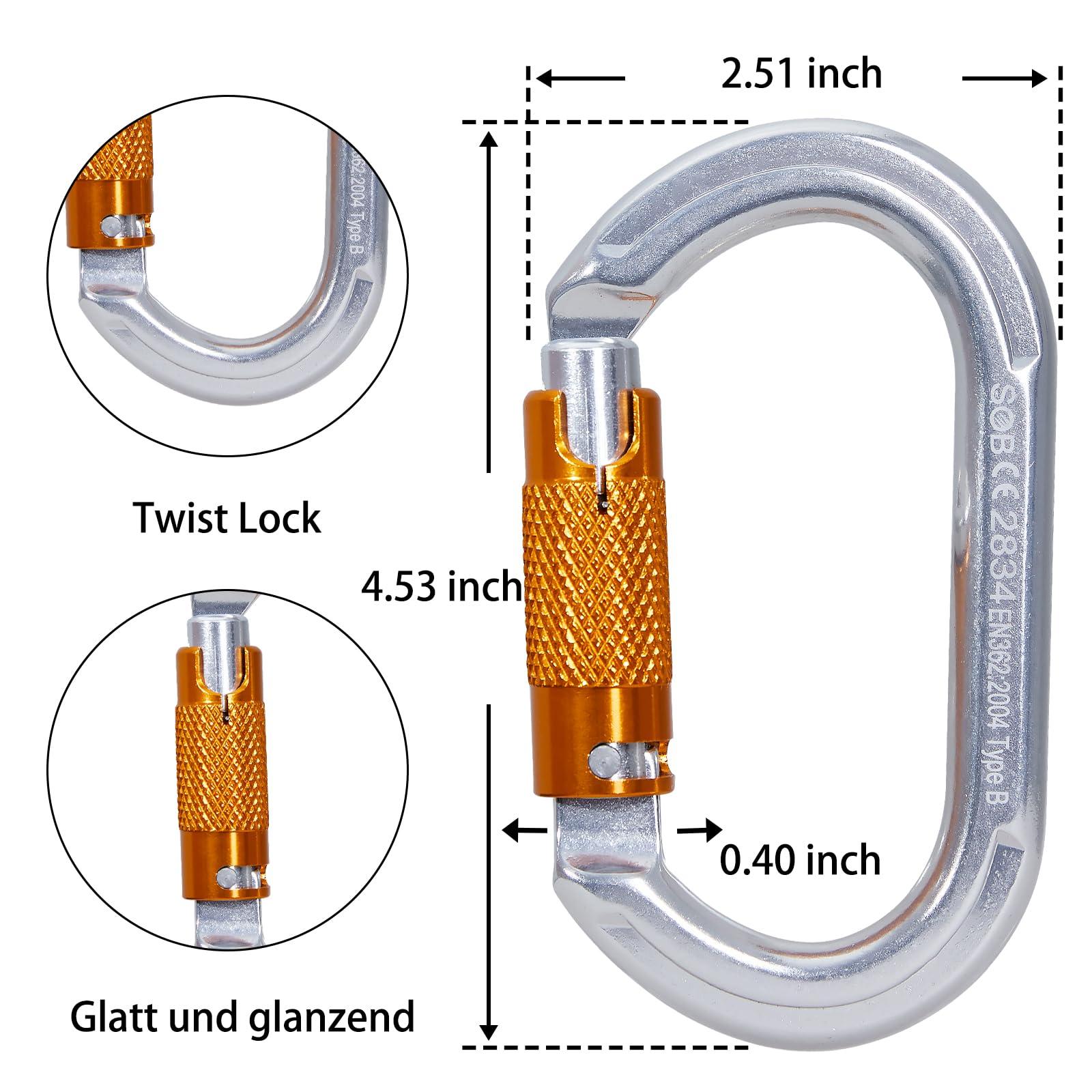 SOB SOB Auto Locking Climbing Carabiner Clips 6Pack 22KN Heavy Duty Asymmetrical Carabiner Connector Used for Rappelling Gear Rescue Outdoor Projects Dog Leash