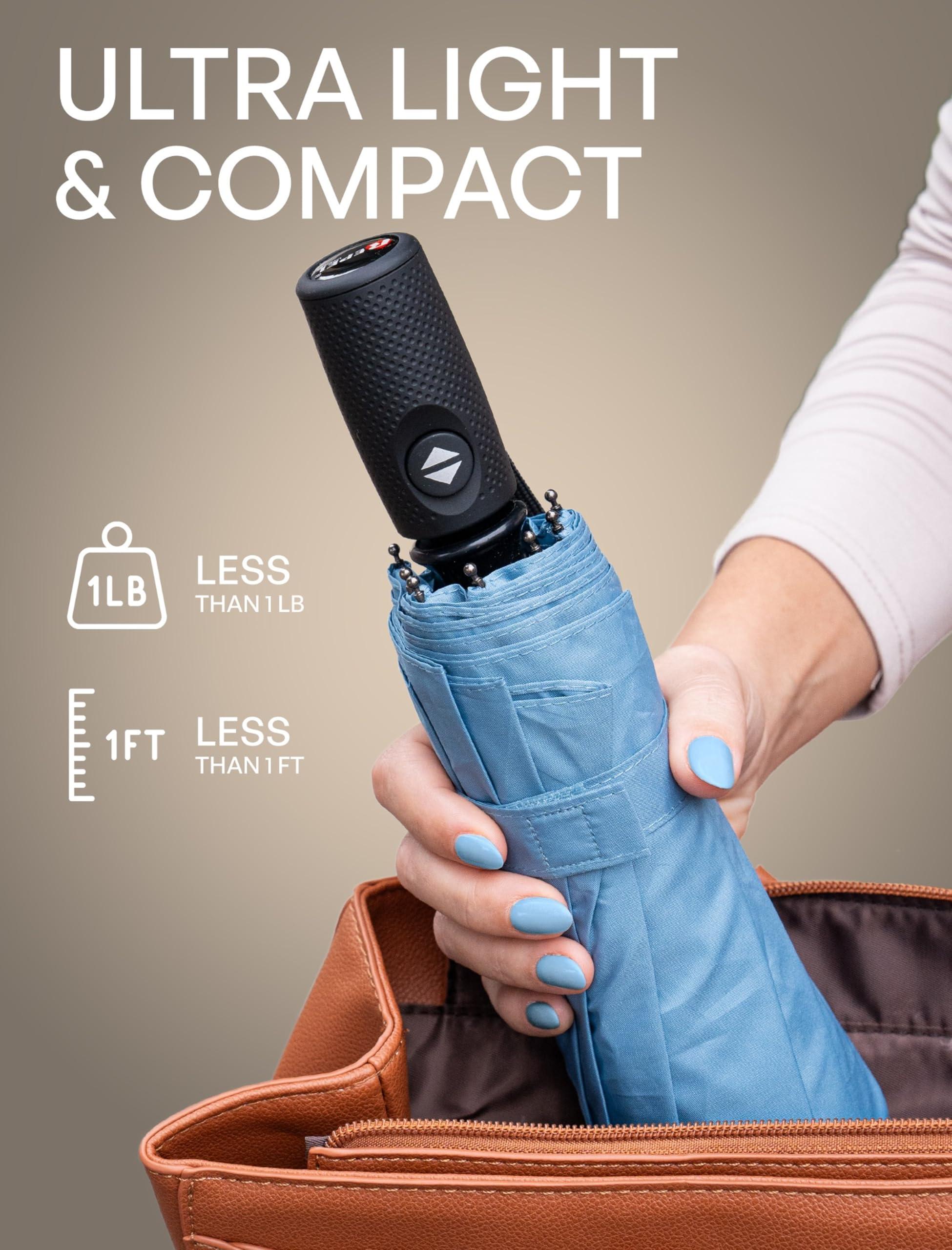 Repel Umbrella REPEL Windproof Travel Umbrella - Compact & Withstands Winds up to 85MPH, Strongest Premium Auto Folding Umbrella for Rain and Sun - Durable, Light & Portable for Women & Men, Fits Backpack & Cars