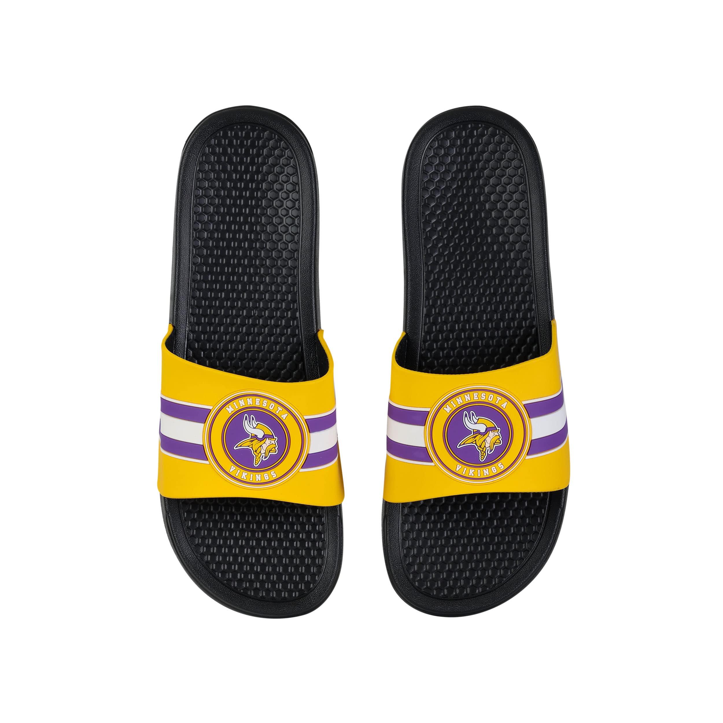 FOCO FOCO NFL Raised Stripe Slide Sandal (Minnesota Vikings, us_footwear_size_system, adult, men, alpha, medium, small)