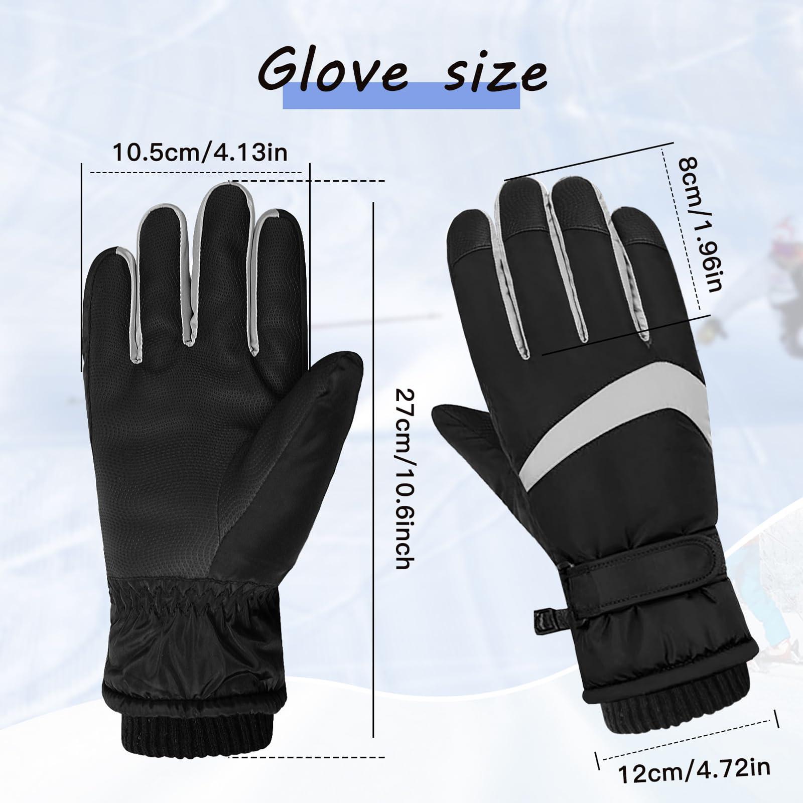 Feelorna Feelorna Women Ski Gloves, Windproof Thermal Touchscreen Gloves Waterproof Winter Warm Snow Gloves for Skiing Cycling Outdoor Sports (Black Gray)