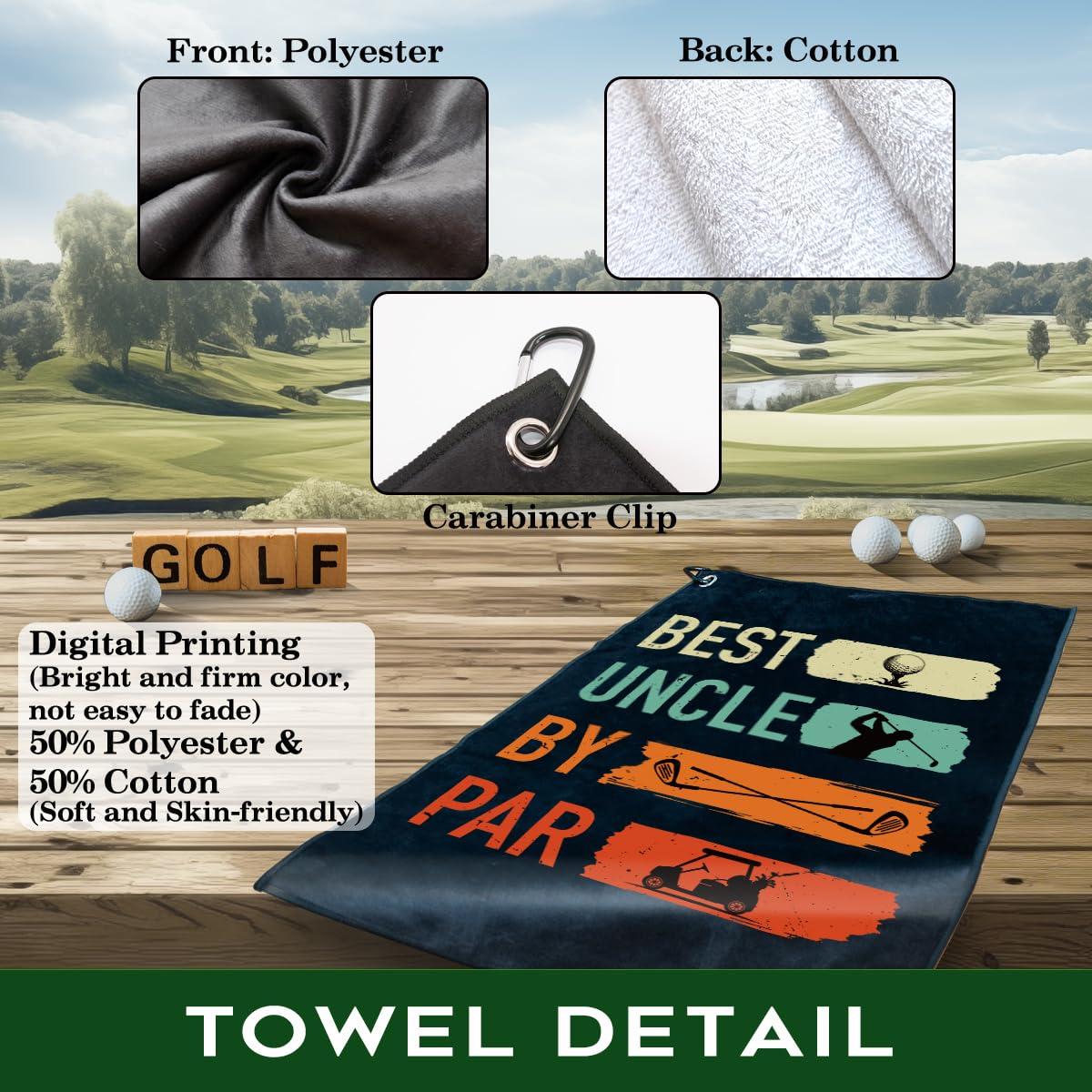 rofiowa rofiowa Best Uncle by Par Polyester and Cotton Blend Printed Golf Towel, Funny Golf Accessories for Men, Golf Gift for Golf Fan Uncle, Golf Lover Birthday Gift (OGT038)