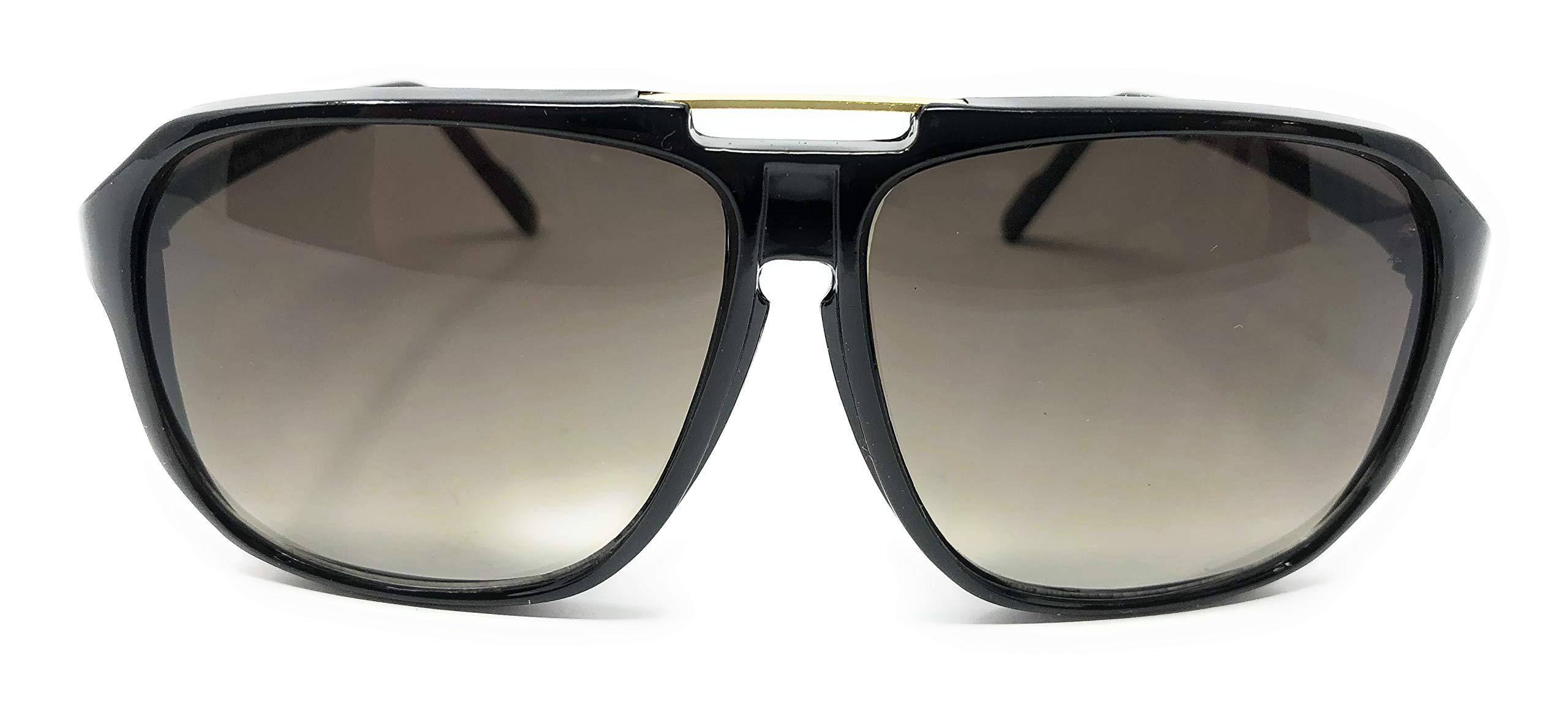 WebDeals Retro Adult Size 70's Style Plastic Aviator Sunglasses (Keyhole Black, Smoke Gradient)