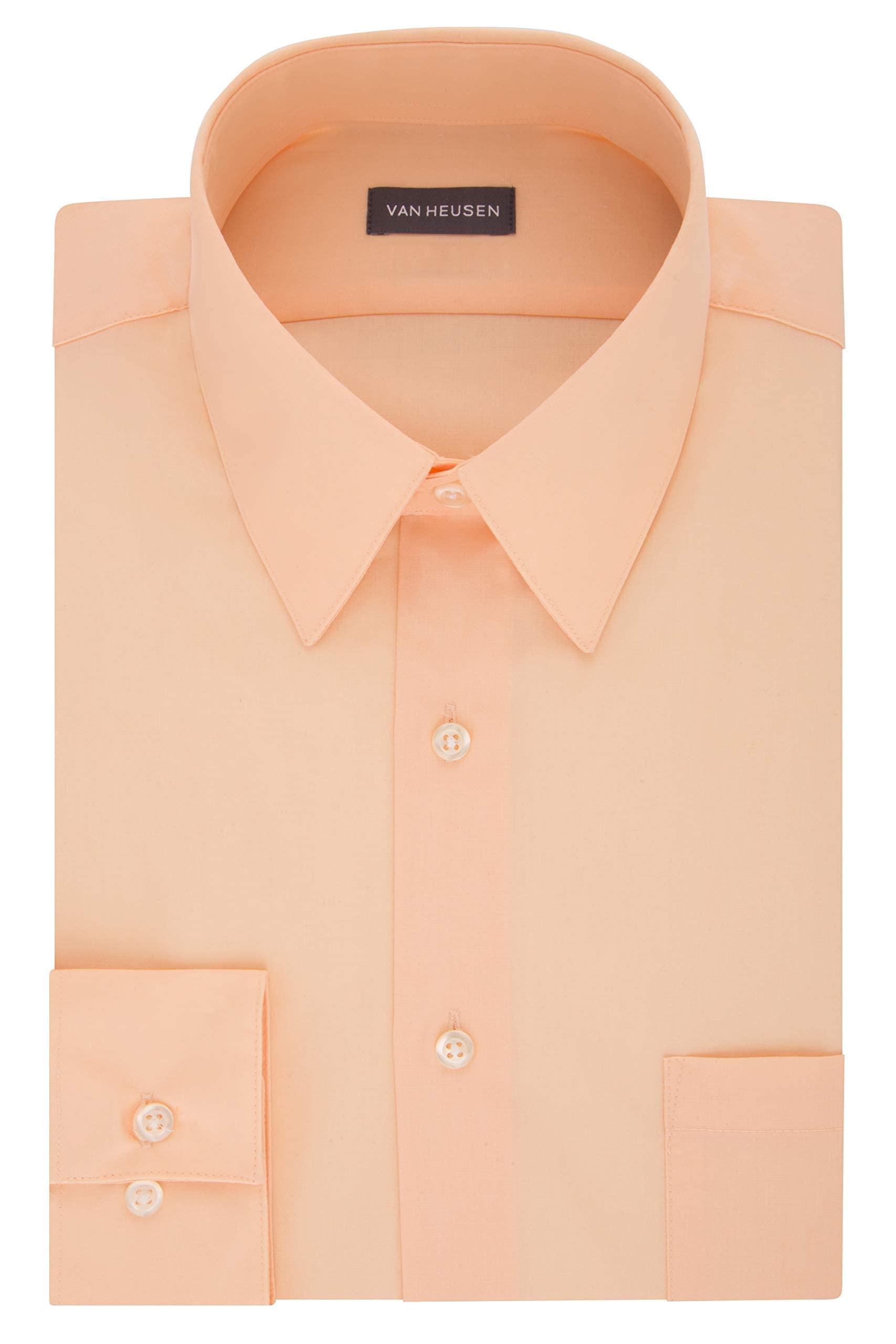 Van Heusen Van Heusen Men's Dress Shirt Fitted Poplin Solid, Scallop, 16.5" Neck 36"-37" Sleeve