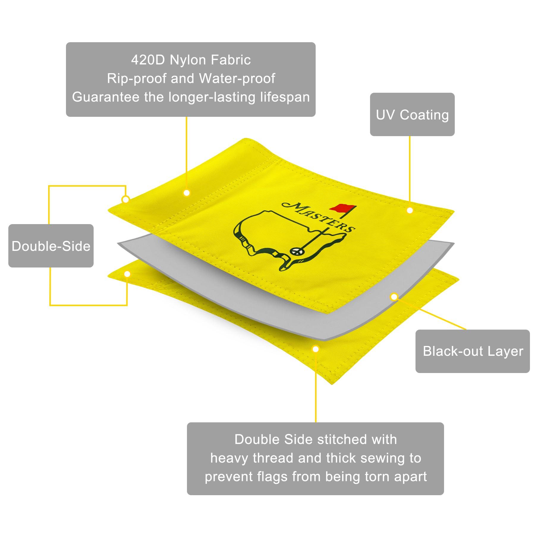 COGOLFING CoGolfing Augusta National Golf Flag Mini, 8x6 Inch, Double-Sided Silk-Screened, Fade-Resistant 420D Nylon, Ideal for Backyard Practice Putting Green, Yellow, 3-Pack