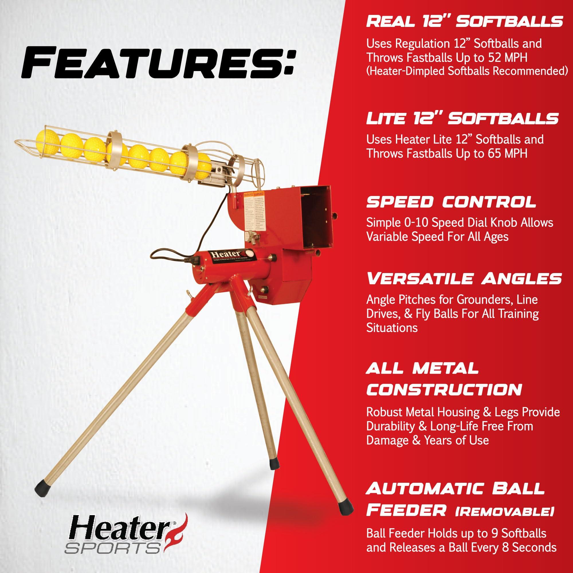 Heater Heater Sports Softball Pitching Machine with 9 Ball Automatic Feeder