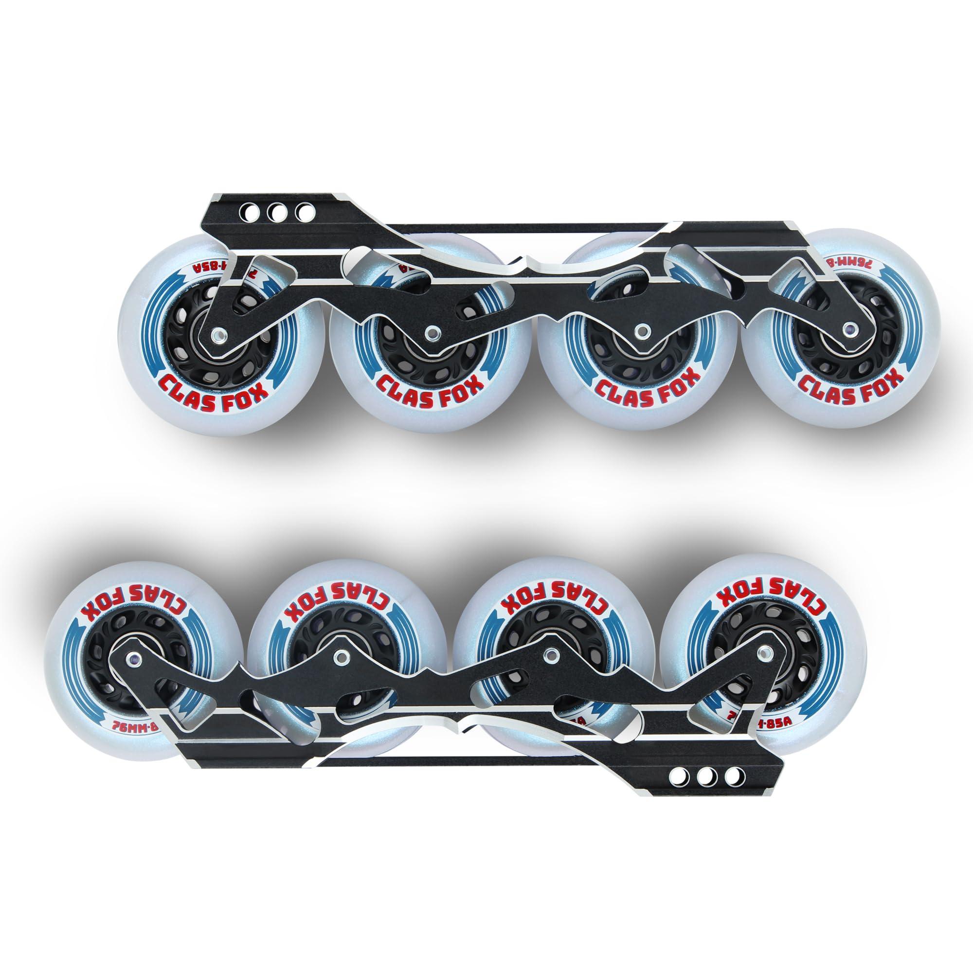 CLAS FOX CLAS FOX Inline Skate Replacement Wheels With Wheels Bag 72mm/76mm with Bearings ABEC-9 and Floating Spacers for Blades Roller Hockey Skates, 85A Indoor & Outdoor (8-Pack) (76MM)