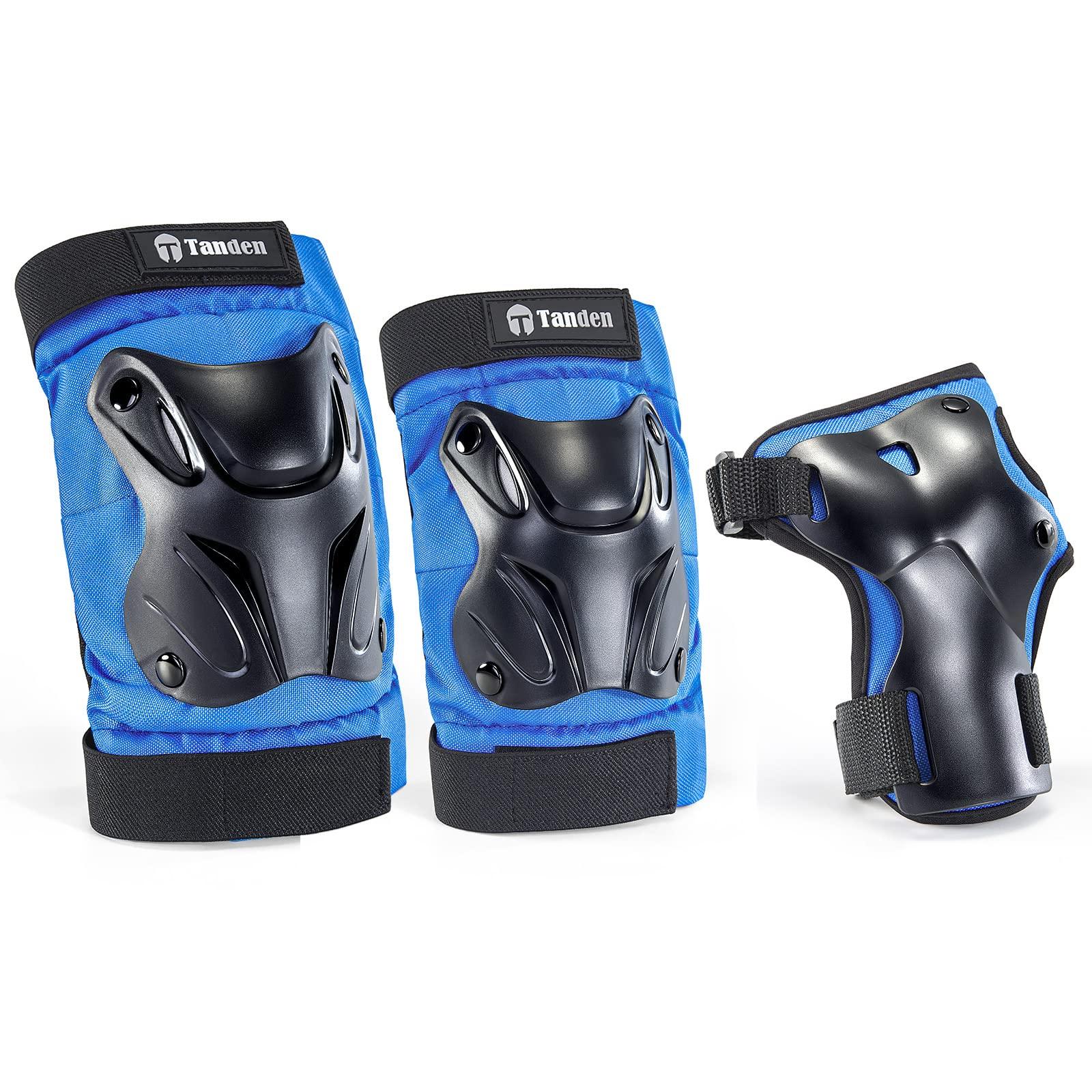 Tanden Tanden Skating Protective Gear Elbow and Knee Pads Adult, Knee Pads for Men Women Elbow Pads Wrist Guards for Roller Skating Cycling Skateboarding Blue