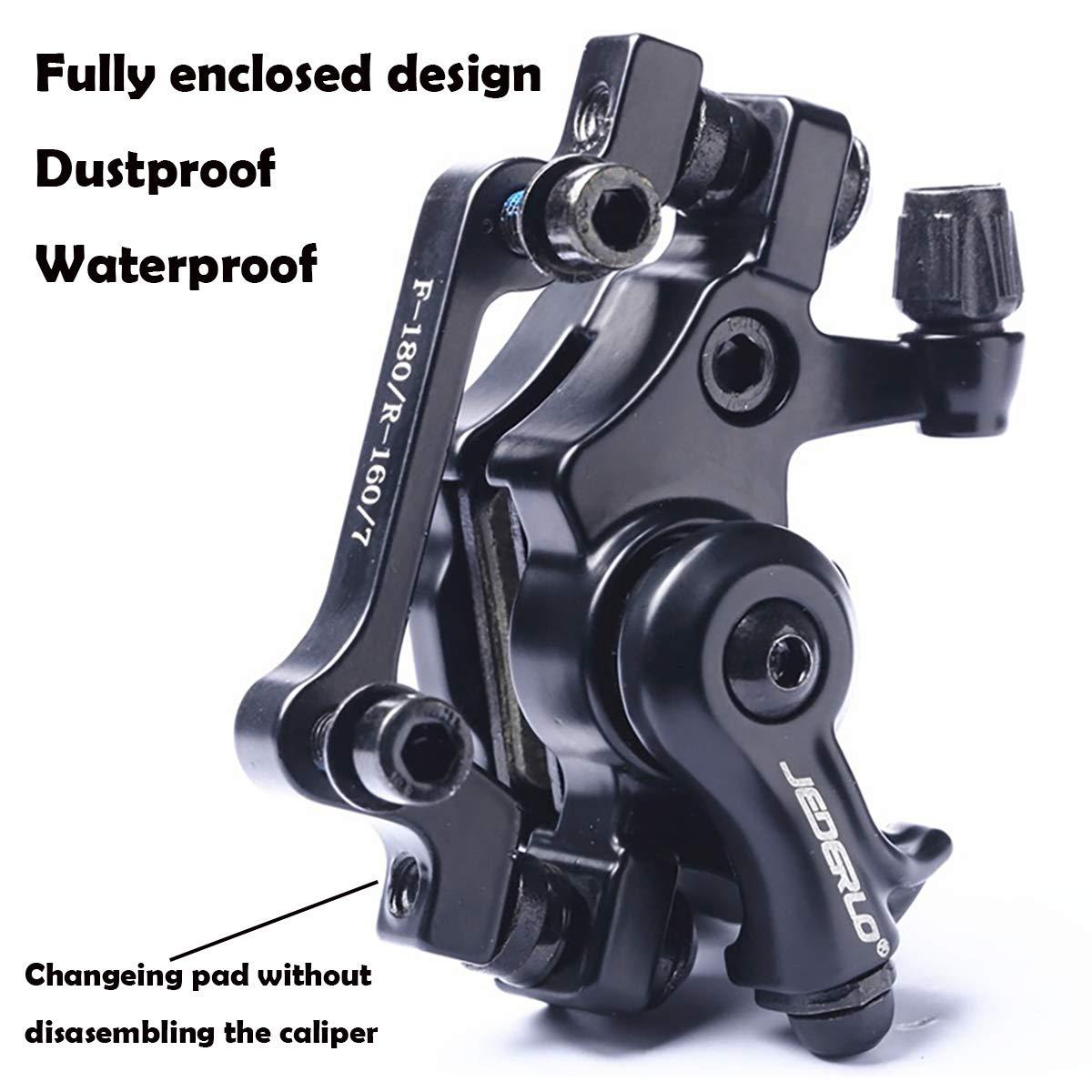 Farbetter Farbetter Mechanical Bike Disc Brake Kit, Including Front and Rear Caliper, Brakes Cables, Brake Levers, 160mm Rotor, with Cable End Tips Caps, Rotating S-Hook Clips, Disc Rotor Adjuster (Black)