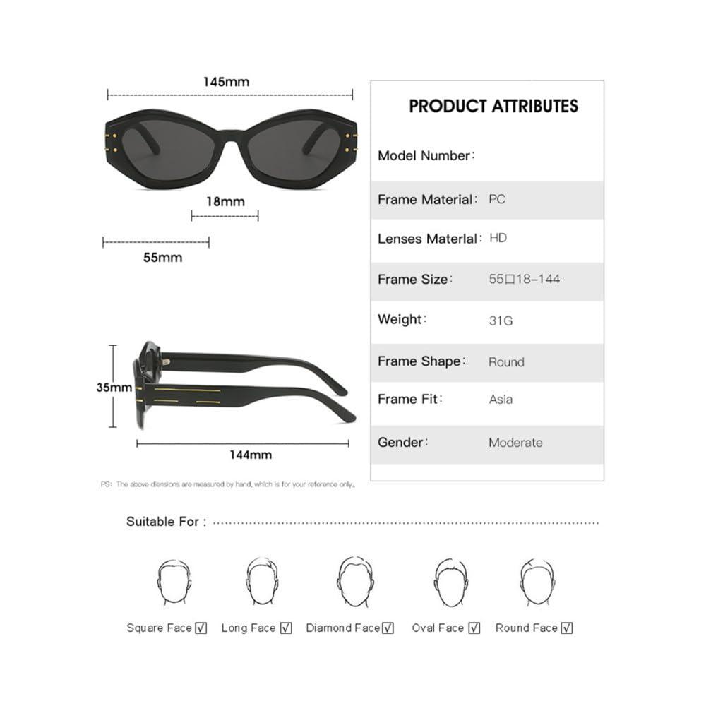 HPIRME HPIRME Small Frame Polygonal Sunglasses UV400 Eyewear Driver Casual Anti-ultraviolet Sun Glasses for Adult Women Men,C1,one size