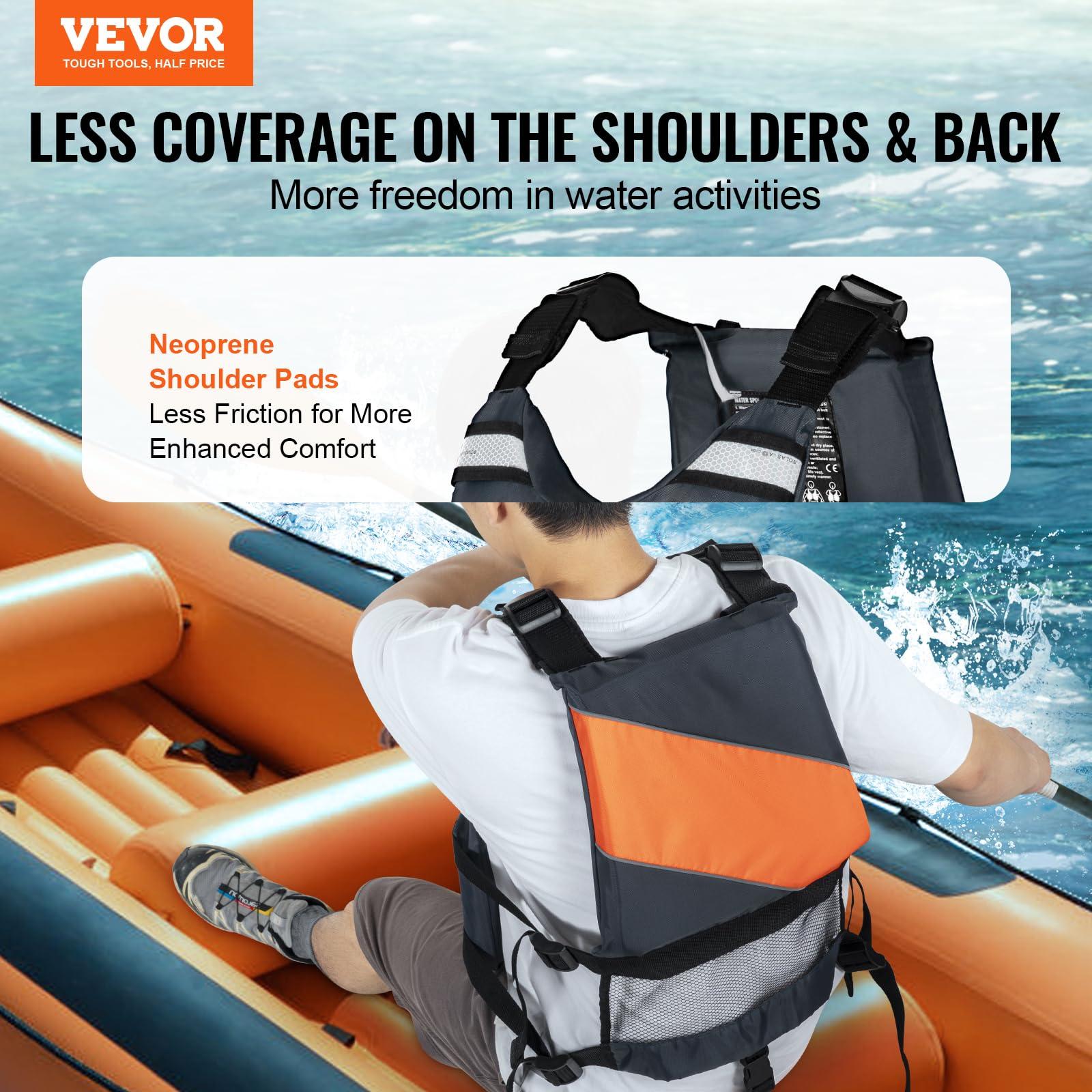 VEVOR VEVOR Life Vest for Watersports (PFD), Life Jacket with Waterproof Nylon & 85N Buoyancy, Life Vest/Jacket for Any Water Activity-Fishing, Kayaking, Surfing and More, Men and Women M