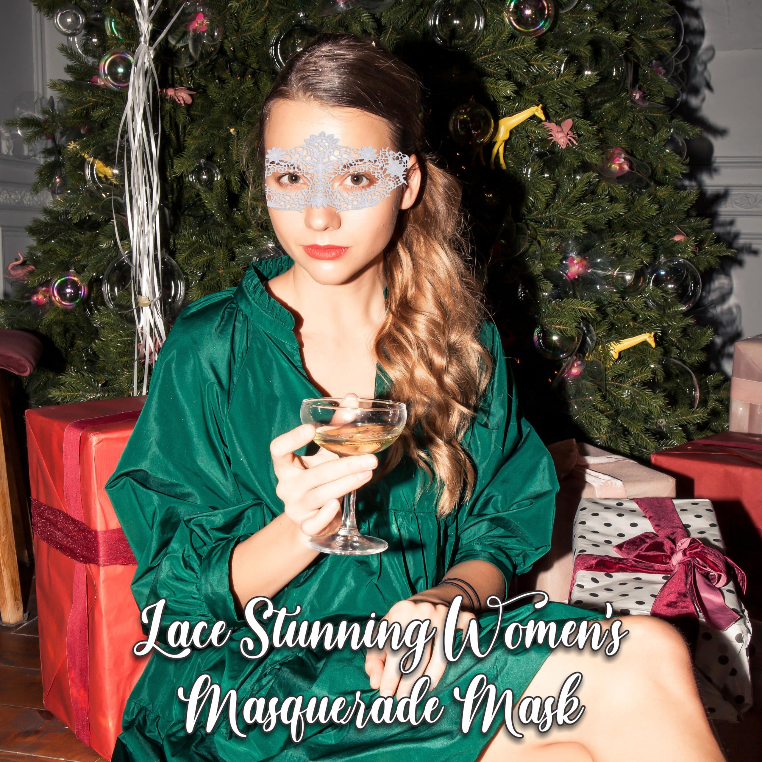 Luxury Mask White Masquerade Mask for Women - Lace Masquerade Masks for Masquerade Party, Proms, Photo Shoot, Venetian Party, Mardi Gras, Halloween & Cosplay Flower