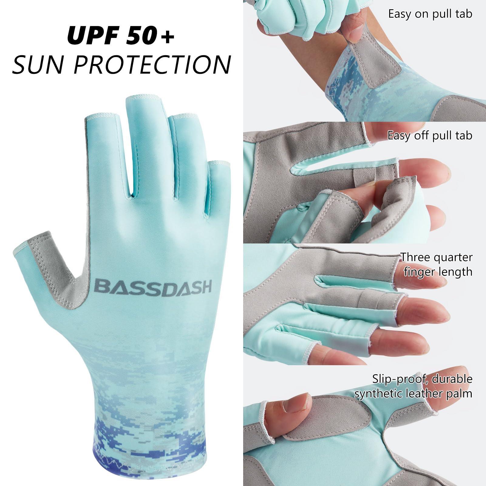 BASSDASH BASSDASH ALTIMATE UPF 50+ Womens Fishing Gloves UV Sun Protection Fingerless Gloves for Kayaking Paddling Hiking Cycling Driving Shooting Training