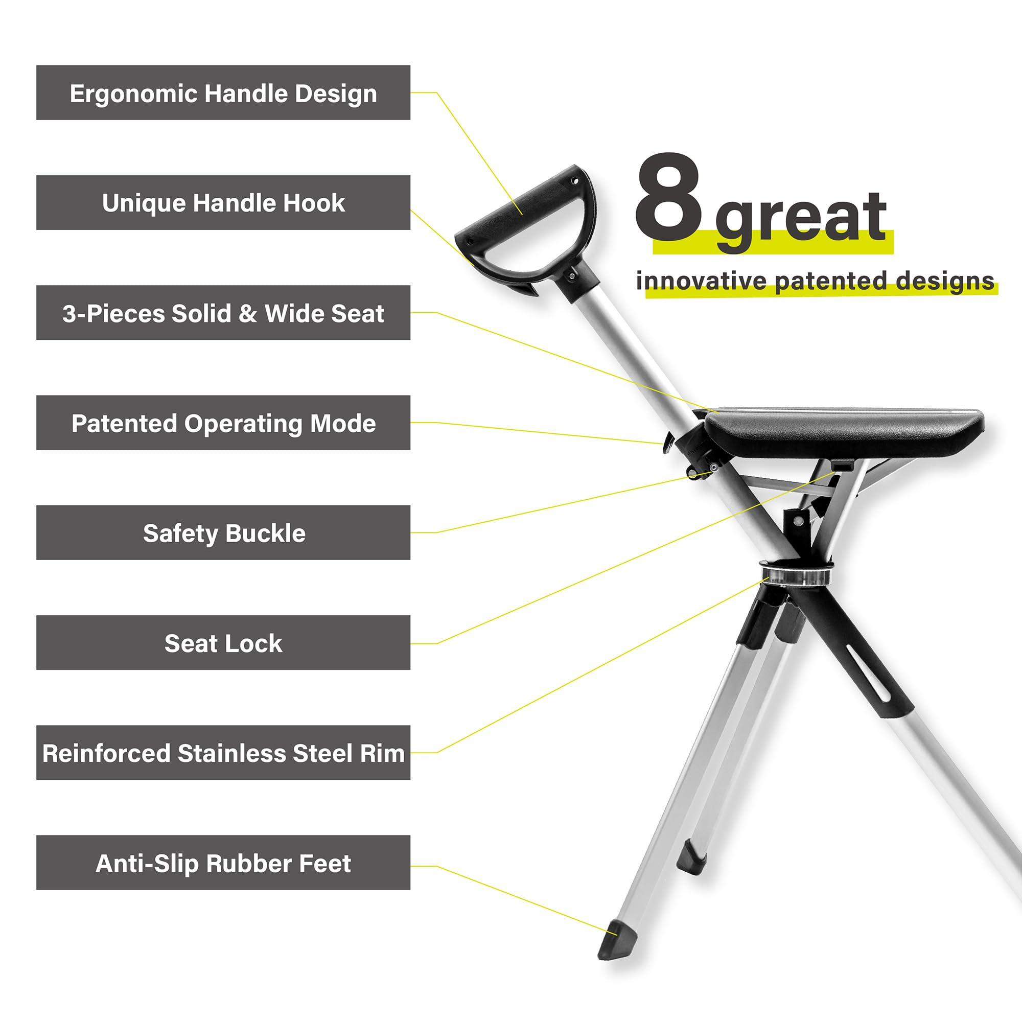 STEP2GOLD STEP2GOLD Ta-Da Chair Series 2- Portable Walking Stick, Cane with Seat, Foldable Chair, Hiking Stick, for Camping, Hiking, Lightweight Aluminum, Easy Carry, Anti-Slip (32.2"/Blue)