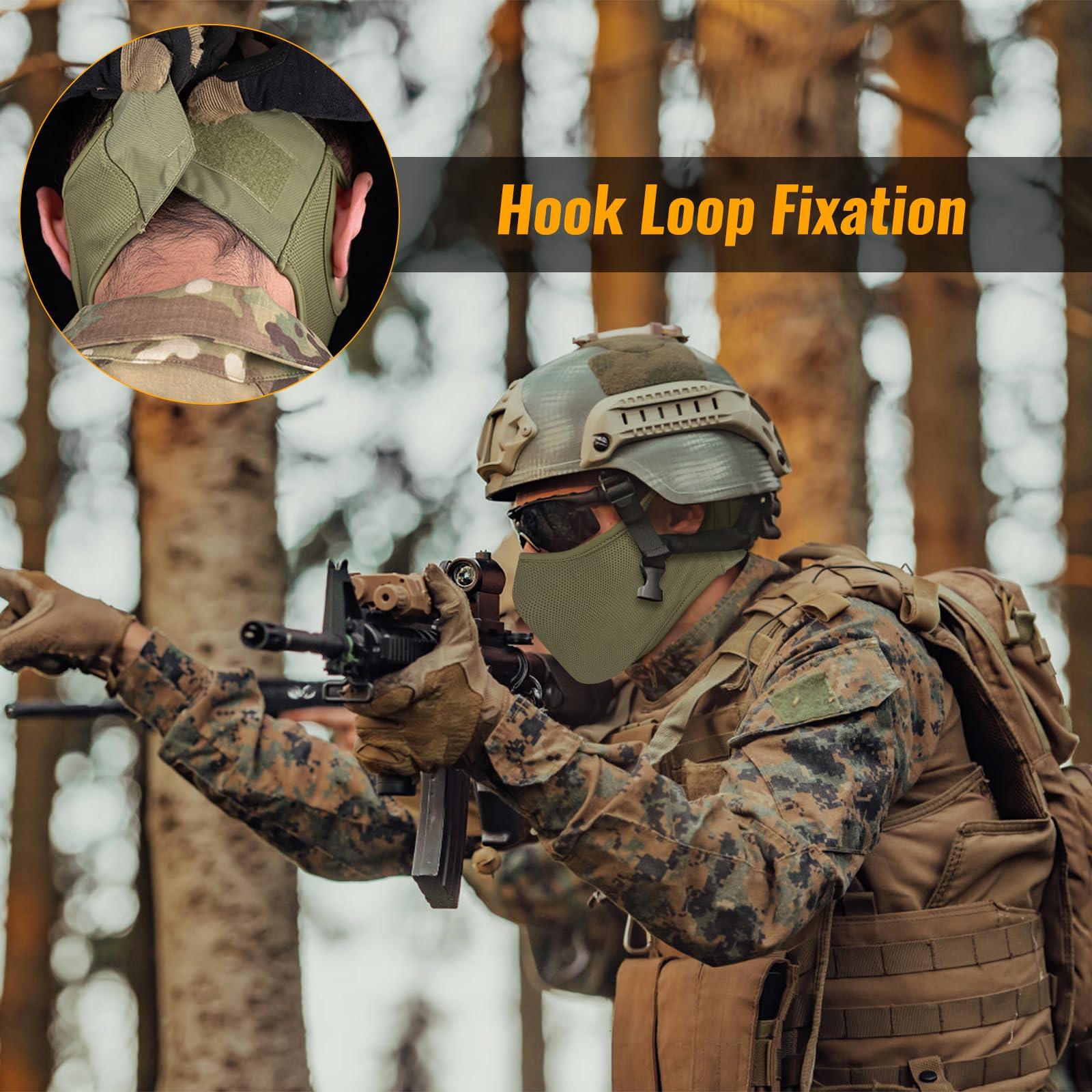 Qavctw Qavctw Tactical Shooting Mask Foldable Airsoft Silicone Mask Breathable Free Ear Protection Outdoor Half Face Mesh Military Mask for Shooting Riding Climbing Paintball Hunting Game