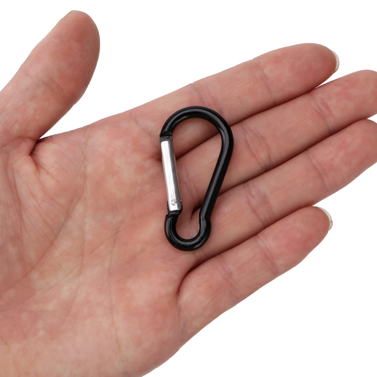 SAMLOO 200 Pack Bulk Aluminum Carabiner Small Spring Clip Hook Spring-Loaded Gate Keychain Buckle Pack for Camping Hiking Backpack Bottle, Black