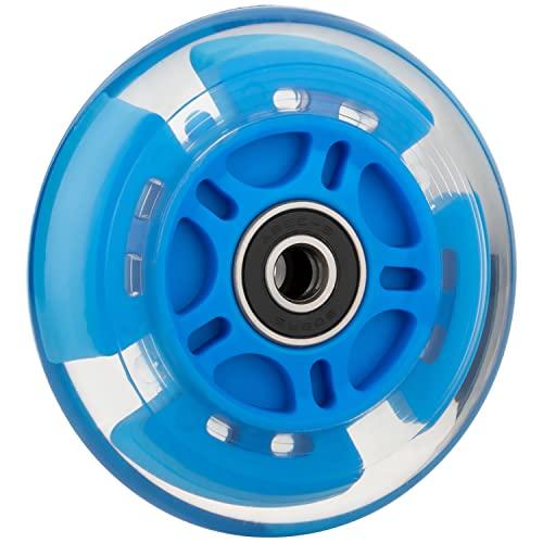 AOWISH AOWISH 2-Pack Light Up Scooter Rear Wheels 80mm Flash Flashing Inline Skates Replacement Wheel with Bearings ABEC 9 for Adjustable 3-Wheel Kick Scooters (Blue)