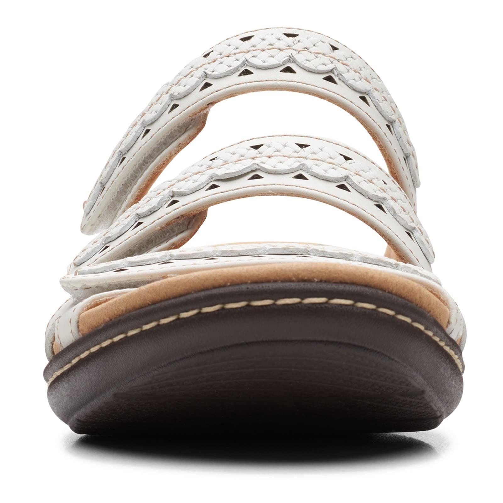 Clarks Clarks Collection Women's Laurieann Cove flats-sandals, White Leather, 11 Medium US