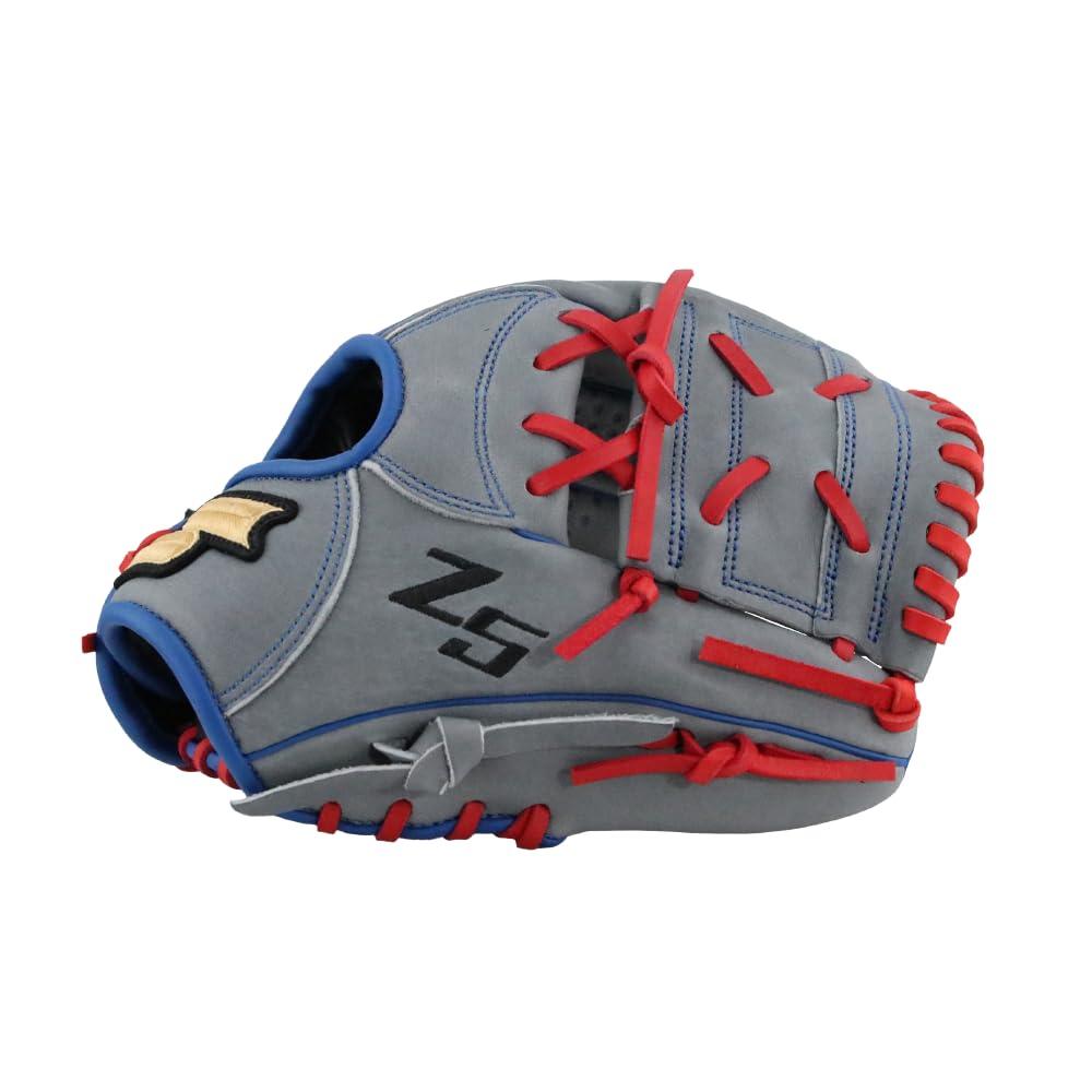 SSK SSK Z5 Craftsman Youth Baseball Glove 10.5 11 11.25 11.5 Right & Left Hand Throw (Grey/RYL/Red - One-Piece Web, 10.5\" - Left Hand Throw)