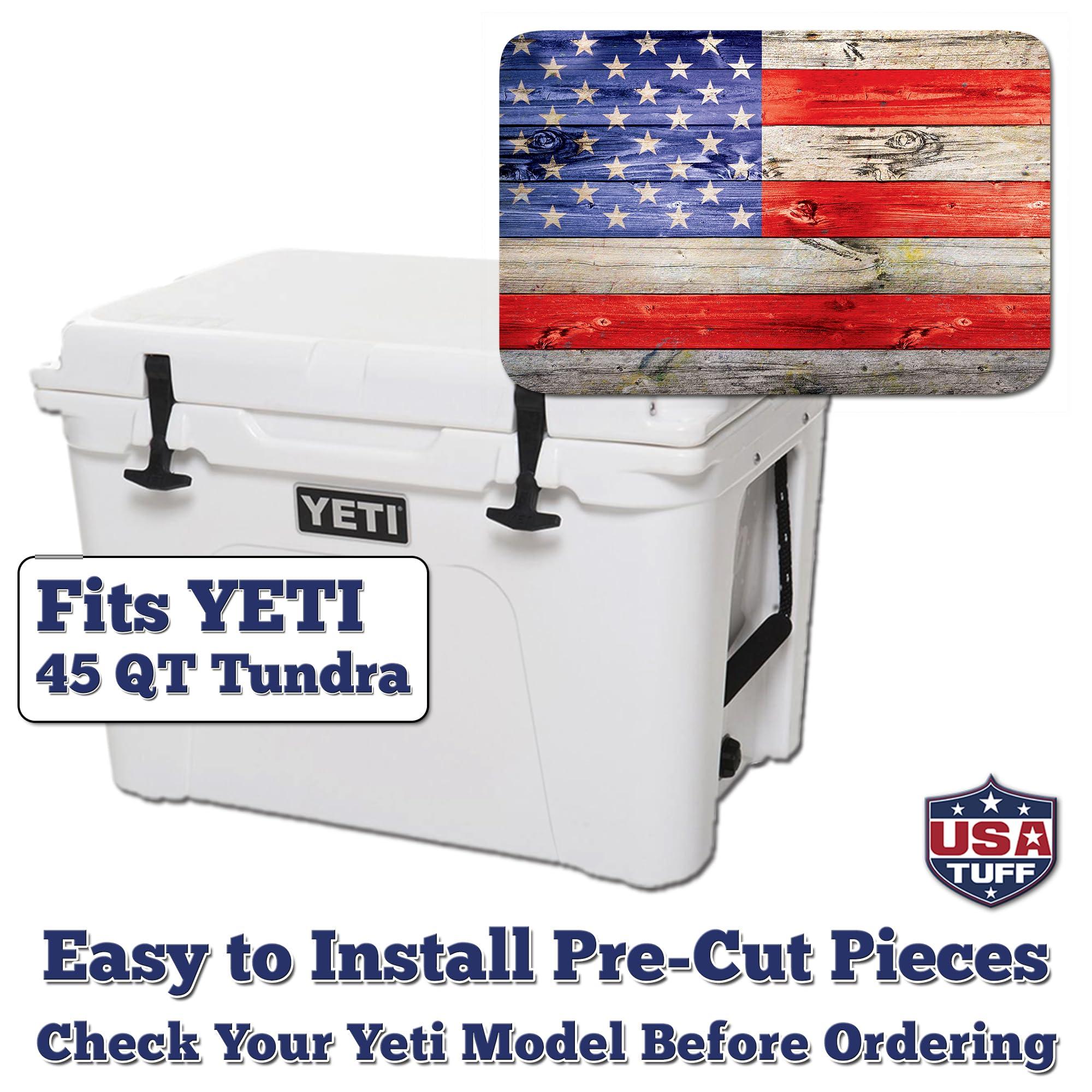USATuff USATuff Vinyl Cooler Lid Kit Compatible with YETI 45 qt Tundra | Easy Peel & Stick Application Cooler Skin Decal Wrap | Durable Pre-Cut Pieces | Made for Outdoor Use - USA Flag Color