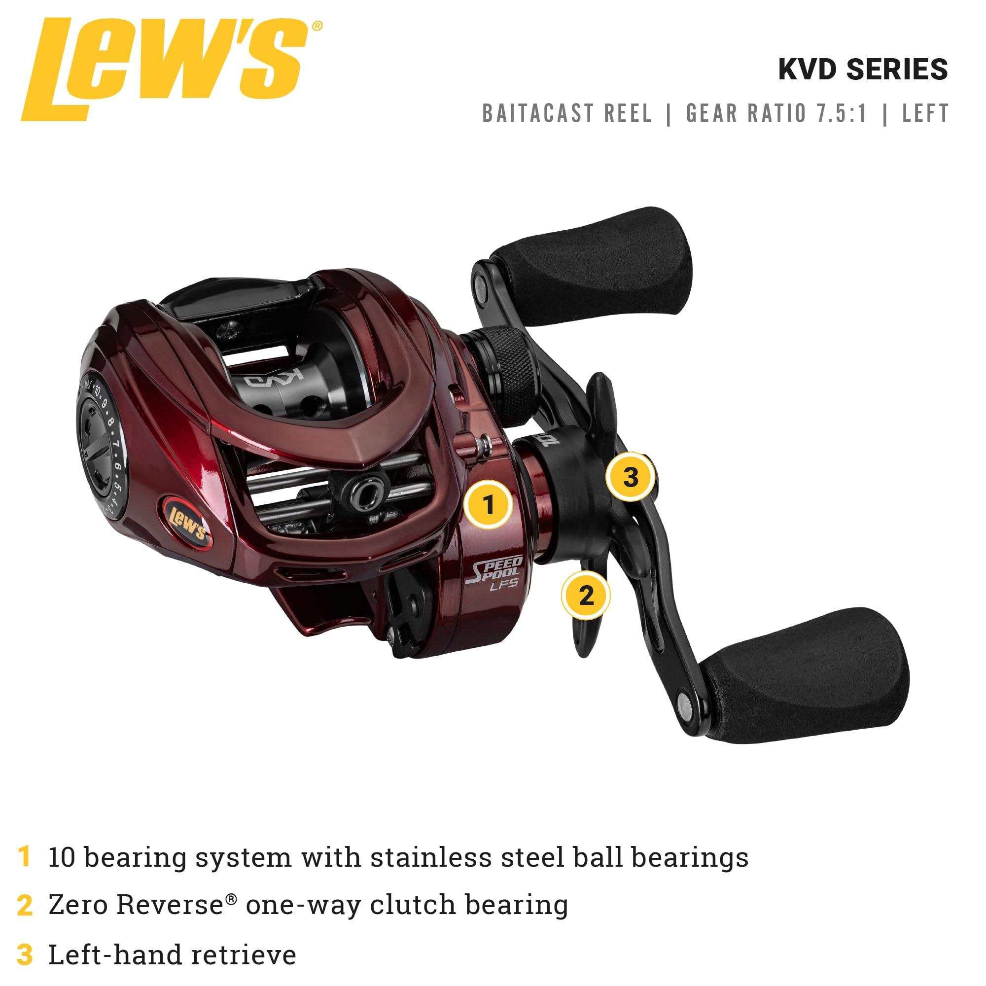 Lew\'s Lew\'s KVD Baitcast Fishing Reel, Aluminum Frame, Premium 10 Stainless Steel Ball Bearings