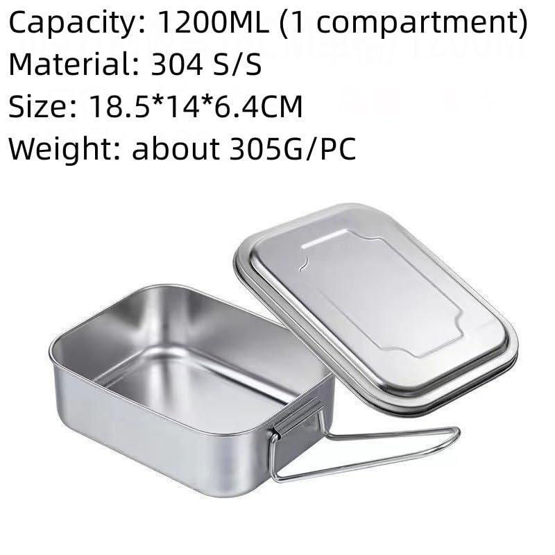 UPFIST UPFIST 1PC Outdoor Portable Lunch Box 1200ML 304 Stainless Steel Lunch Box (Size : 1 1200ML)