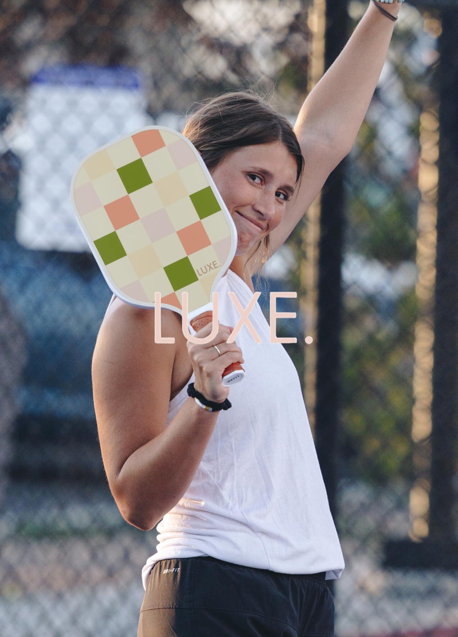 LUXE Pickleball LUXE Pickleball Paddle | Leisure Edition | Cute, Fun, Stylish, Aesthetic Checkered Pickle Ball Paddles with Textured Fiberglass Surface for High Spin | Non-Slip, Comfortable Grip (Party Checker)