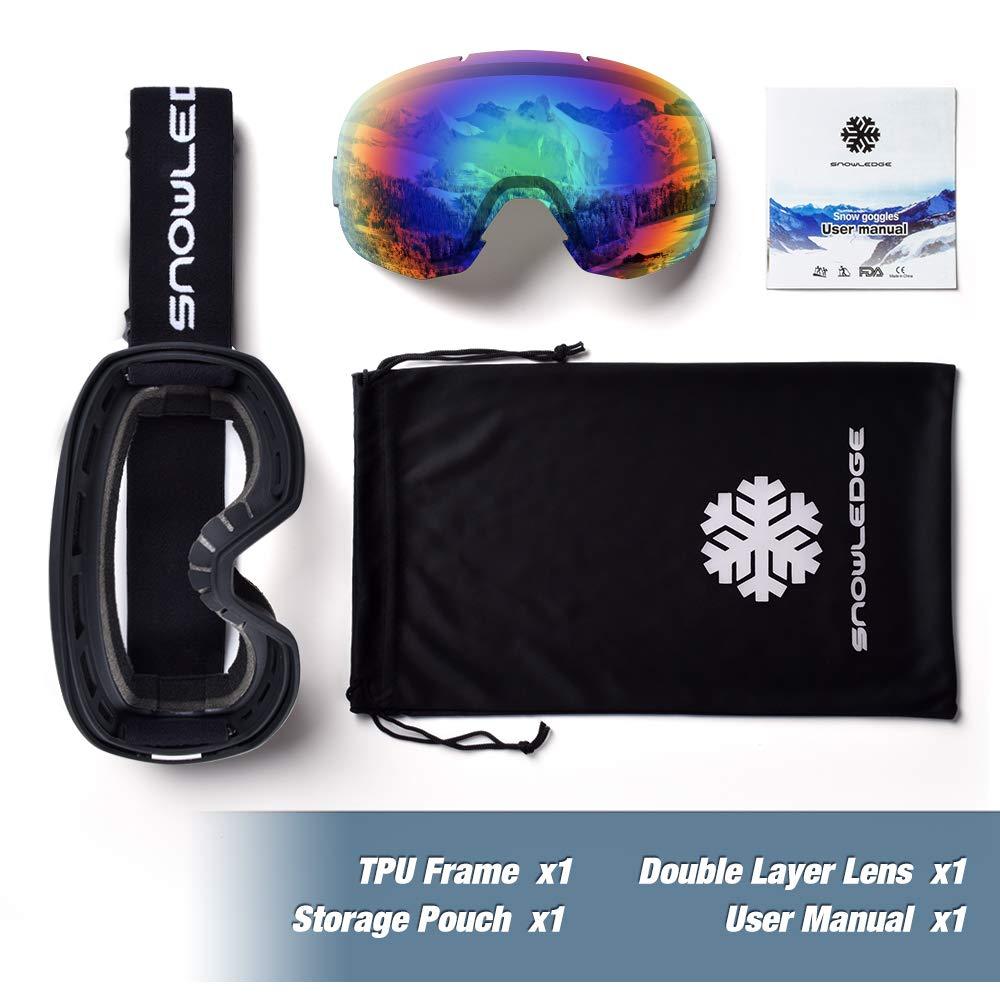 Snowledge Snowledge Ski Snow Goggles for Men Women, OTG With UV Protection, Anti-Fog Dual Lens for Skiing Snowboarding