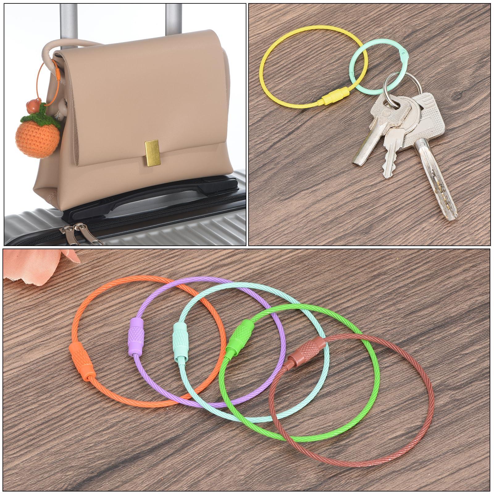PATIKIL PATIKIL 6 Inch Length Wire Keychain Cable, 5 Pack Titanium Steel Key Ring Loop for Outdoor Hiking Sport, Blue