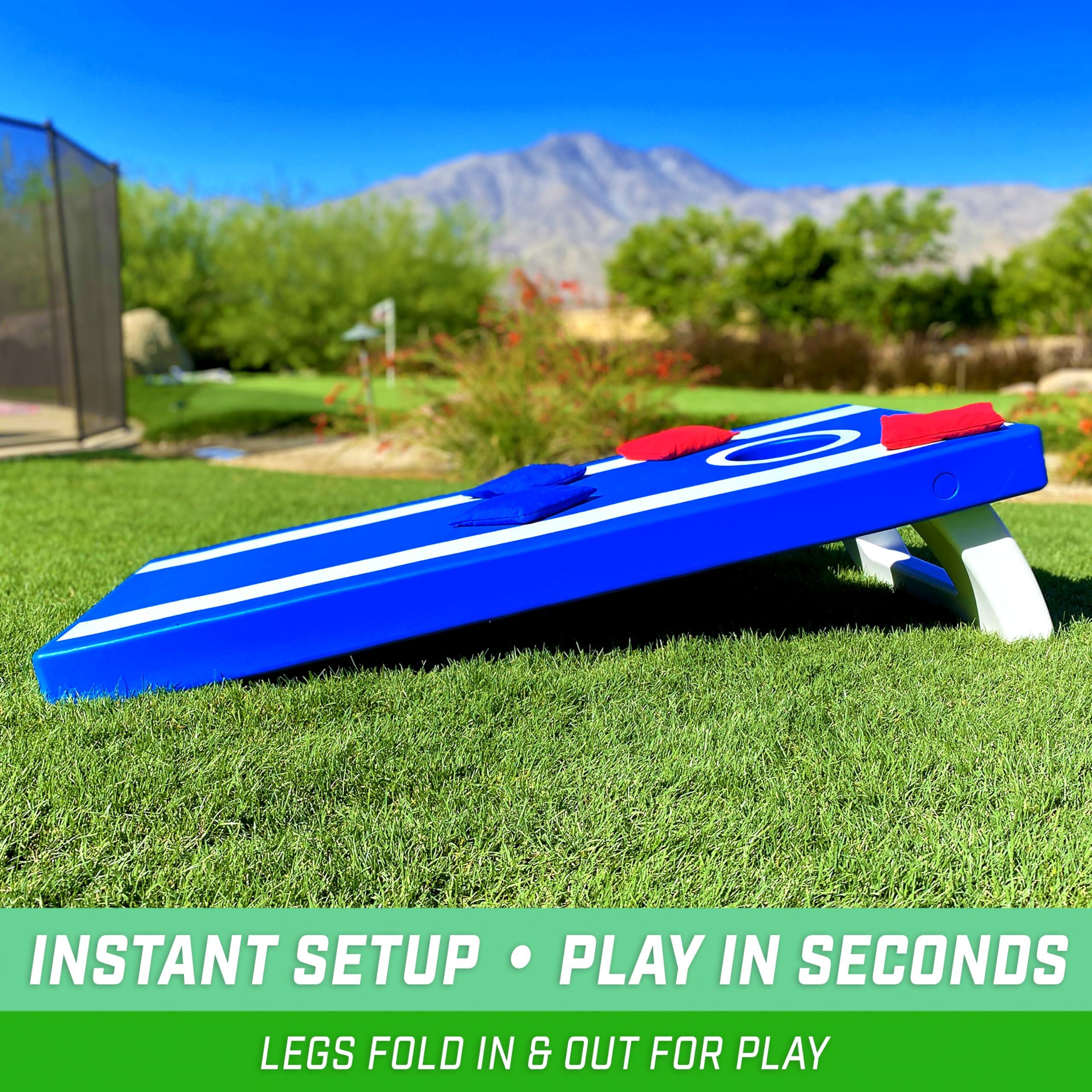 GoSports GoSports 4 ft x 2 ft All Weather Outdoor Cornhole Game Set - heavy-duty Plastic Weatherproof Boards Includes 8 Bean Bags & Game Rules