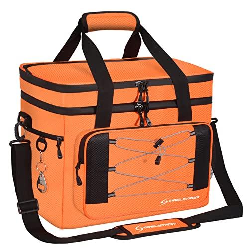 Maelstrom Maelstrom Collapsible Soft Sided Cooler - 60 Cans Extra Large Lunch Cooler Bag Insulated Leakproof Camping Cooler, Portable for Grocery Shopping, Camping, Tailgating and Road TripsOrange