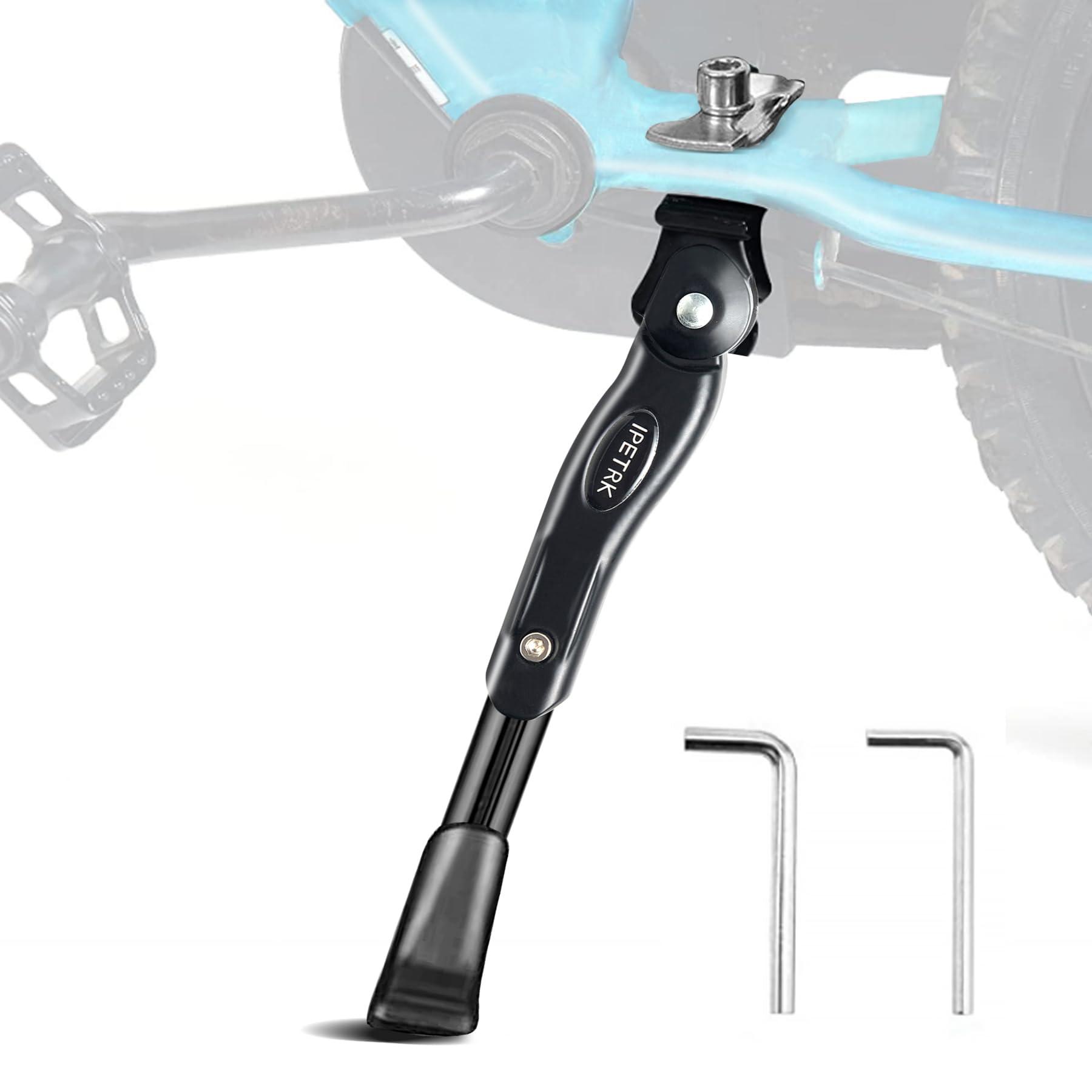 IPETRK IPETRK Kickstand for Kids Bike for 16 18 20 Inch Adjustable Folding Center Mount Children\'s Bicycles Black Aluminium Alloy Bike Kick Stand Easy Install