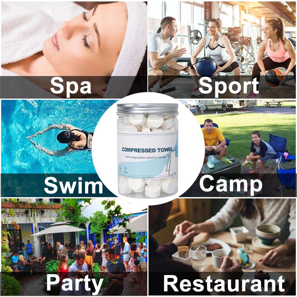 Gloffer Canned Compressed Towels,100PCS Disposable Compressed Tissue Paper Towel Portable Mini Tissue for Travel,Sport,Camping,Outdoor Activities