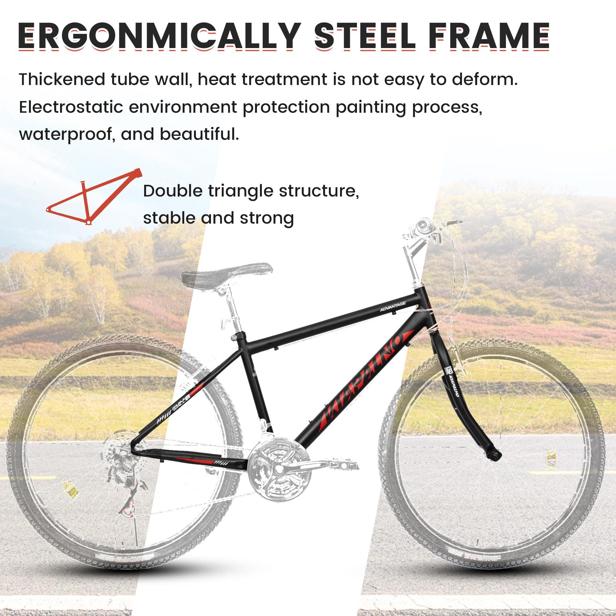 KIAPALNO KIAPALNO Mountain Bike 26 Inch for Men Women, 21 Speeds High-Carbon Steel Frame, Rigid Suspension Sport Bicycle, Adult Teens MTB Bicycle for Snow City Commuters and Short Trip