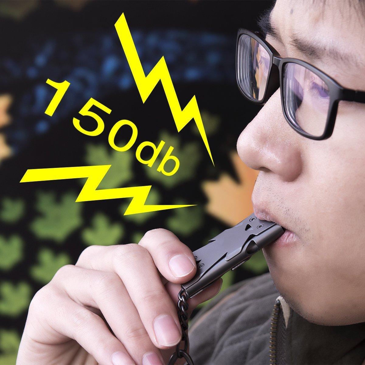 binboll binboll Whistle Emergency Whistles Keychain Rape Whistle Stainless Steel High Decibel Whistles (Double tubles Whistle -Gun 2pcs)