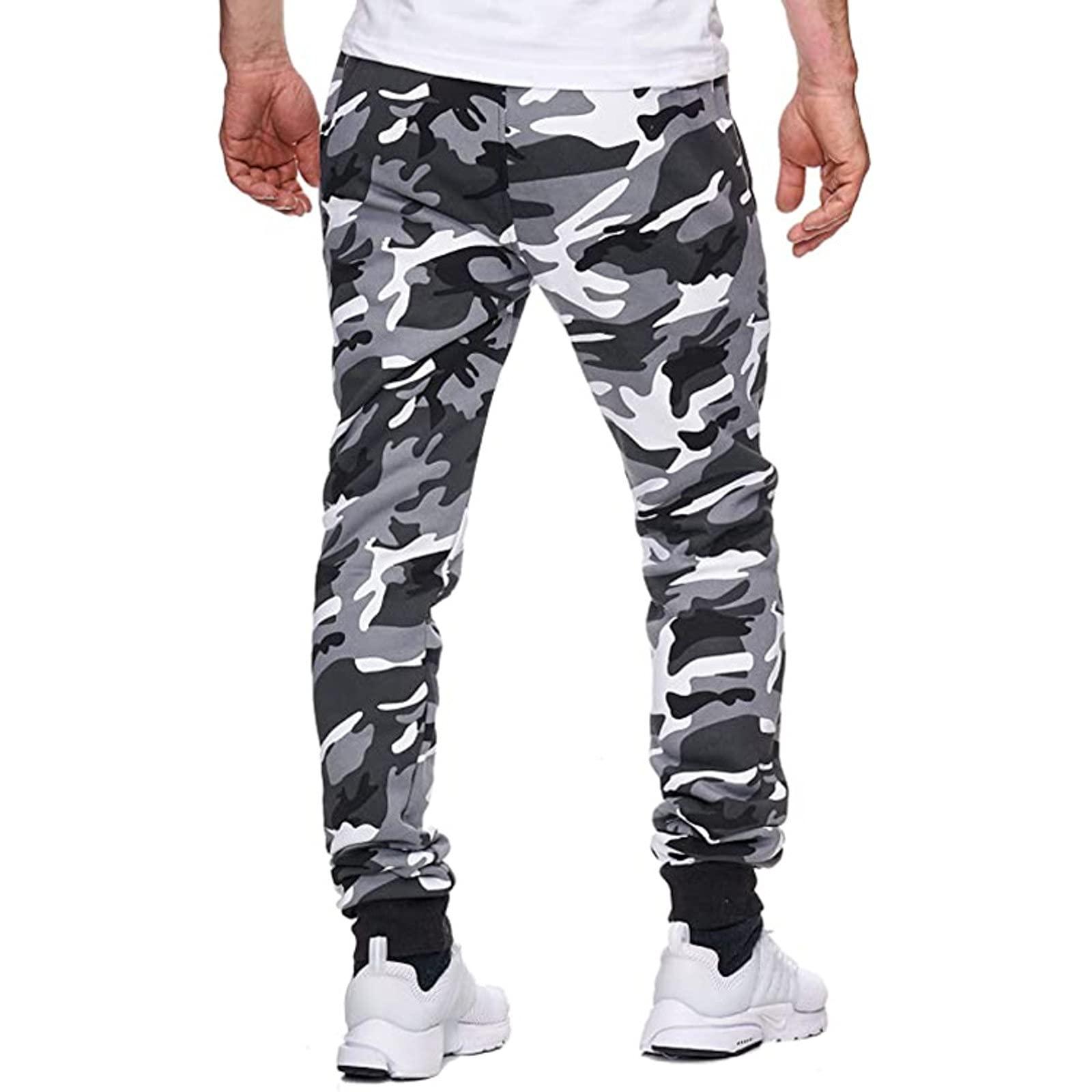 QWENTMTNTY Mens Camouflage Sweatpants with Pockets Tapered Fit Stretchy Cotton Jogger Pants Workout Gym Outdoor Sports Trousers