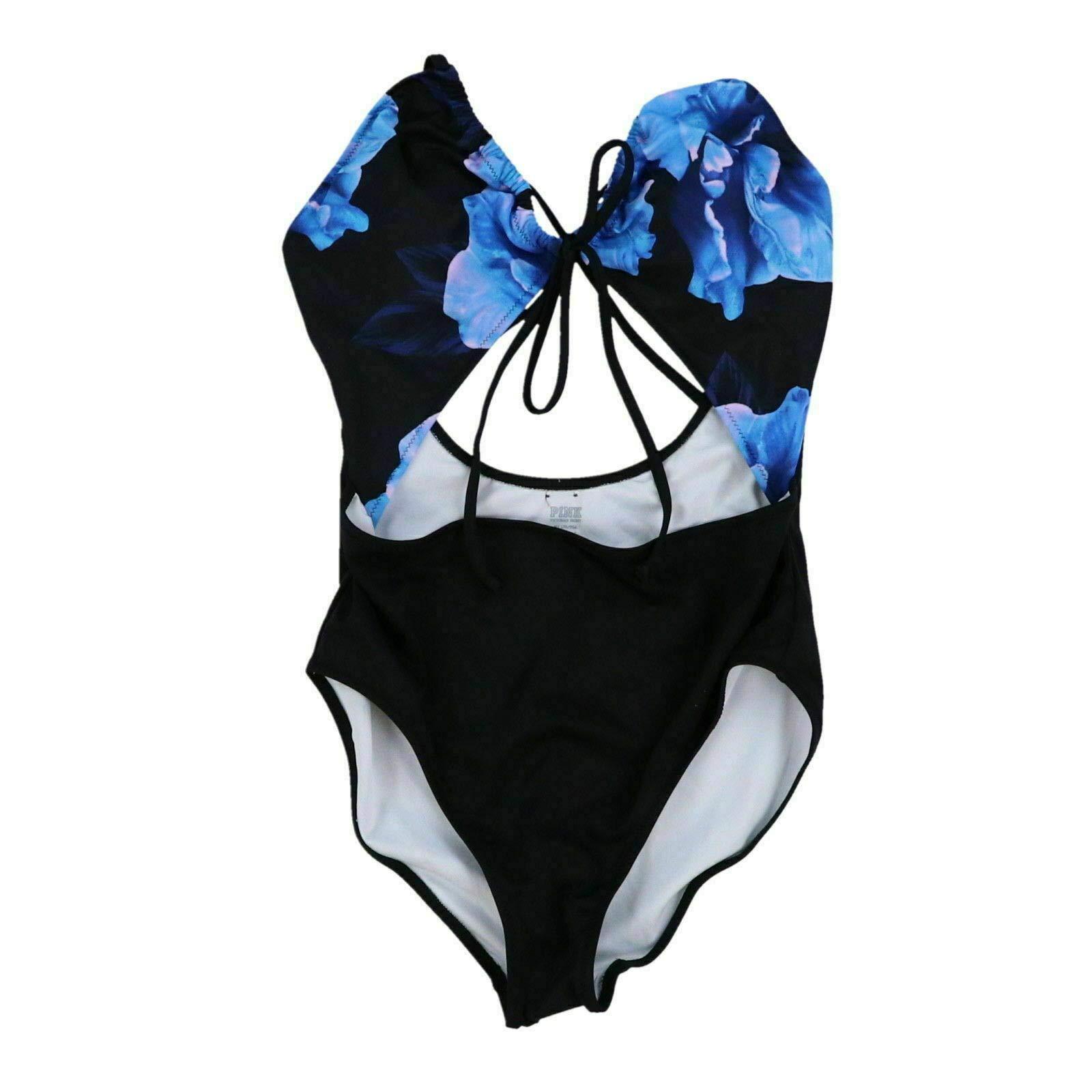 Victoria\'s Secret Victoria's Secret Pink Swim One Piece Monokini Bathing Suit (M, Blue Black)