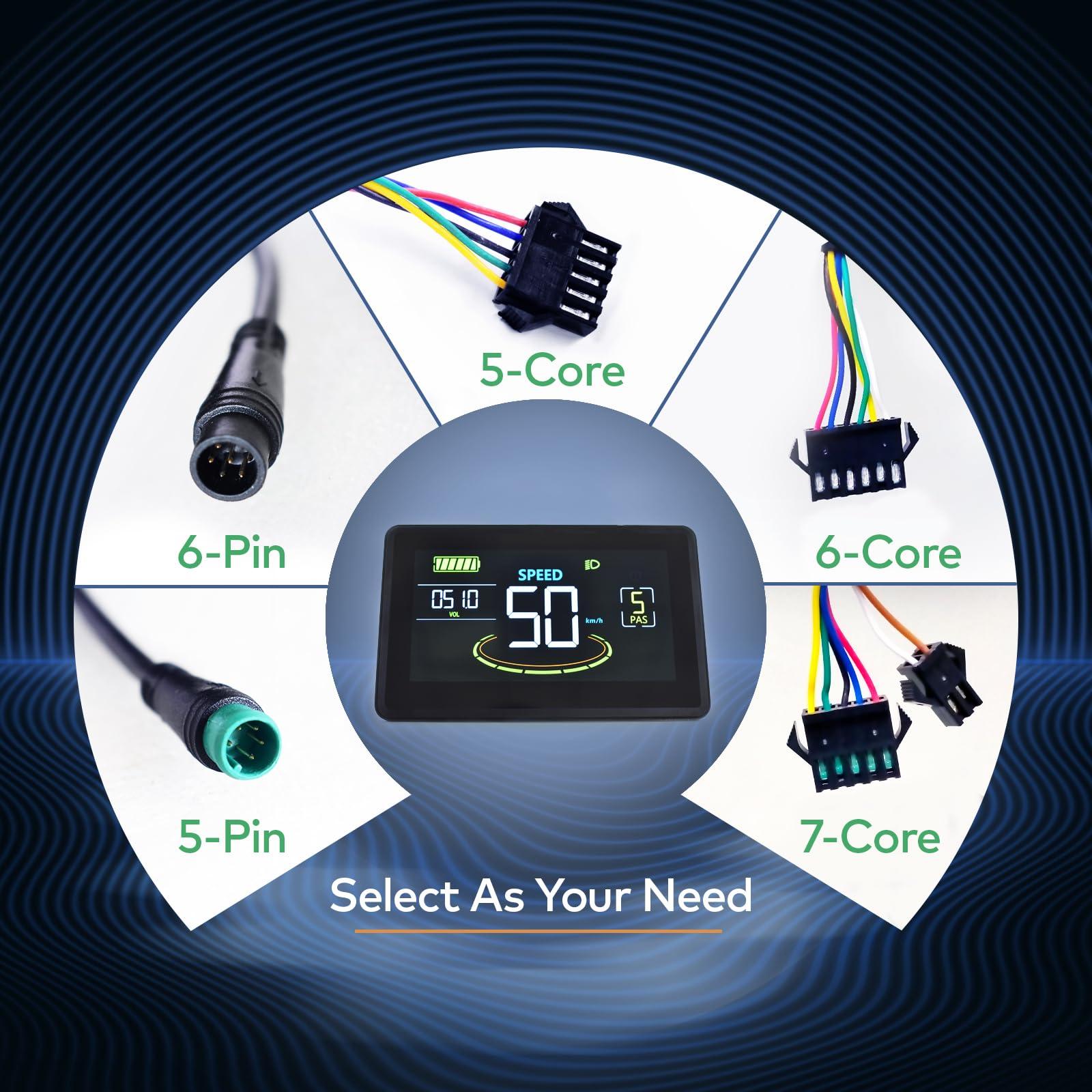 Mcezdy Mcezdy Ebike Display, UART No. 2 Protocol, 24V-60V Colorful Cycling Computer with Charging Port for Mobile Devices, Ebike LCD Display to Enrich Cycling Journey
