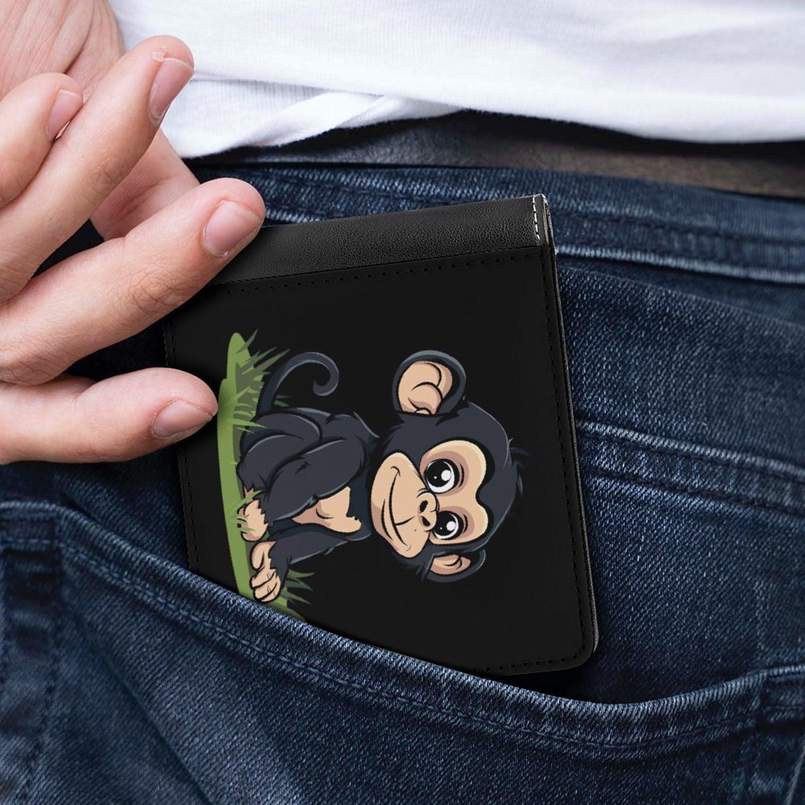 MHXYZHW Cute Monkey Men's Wallet Bifold with RFID Blocking Slim Wallet with Card Slots Gift for Women