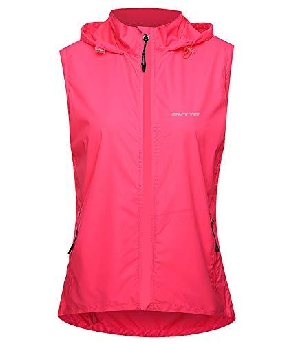 Outto Outto Women\'s Cycling Jacket Convertible UPF50+ Windproof with Zip Off Sleeves(X-Large,Pink)