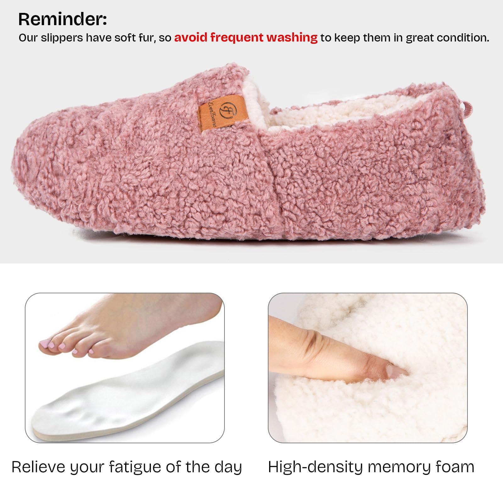 EverFoams EverFoams Womens Soft Curly Full Slippers Memory Foam Lightweight House Shoes Cozy Loafer with Polar Fleece Lining Pink,11-12 US