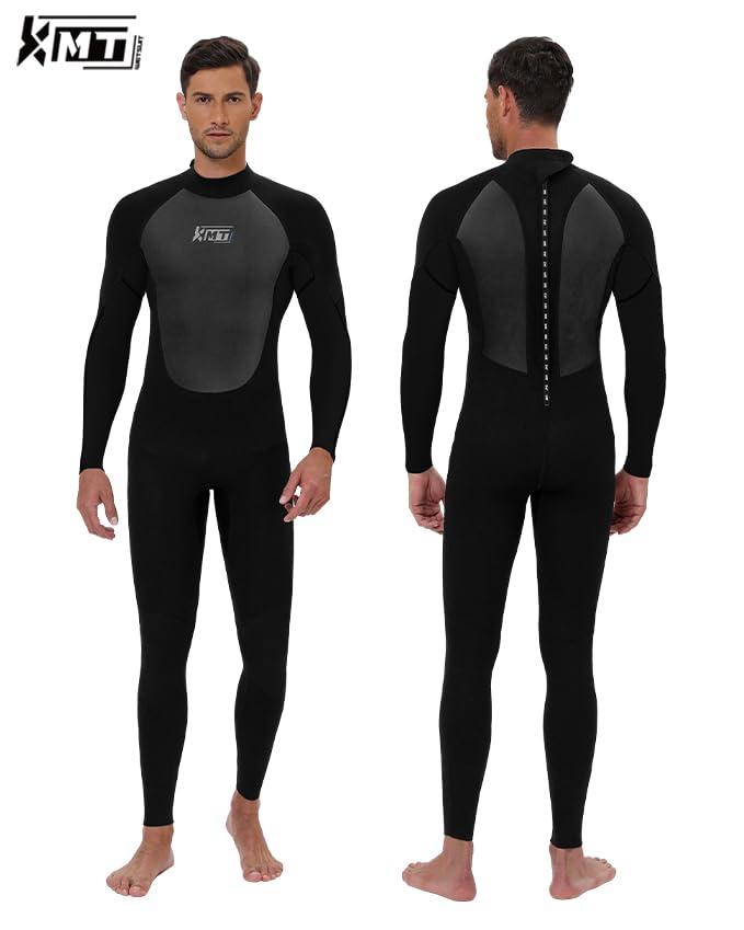 KMT KMT Wetsuit for Men, 3/2mm Wetsuits Neoprene Fullbody Back Zip Wet Suits Keep Warm in Cold Water